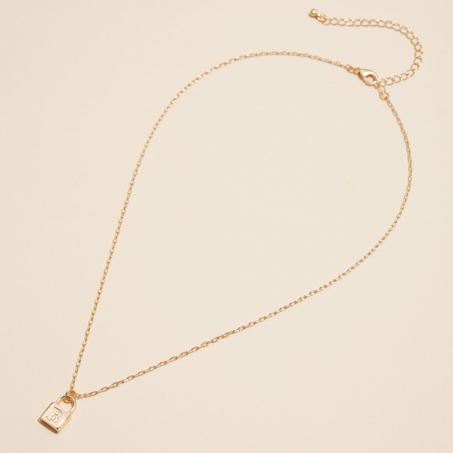 Chic Gold Initial Lock Pendant Necklace