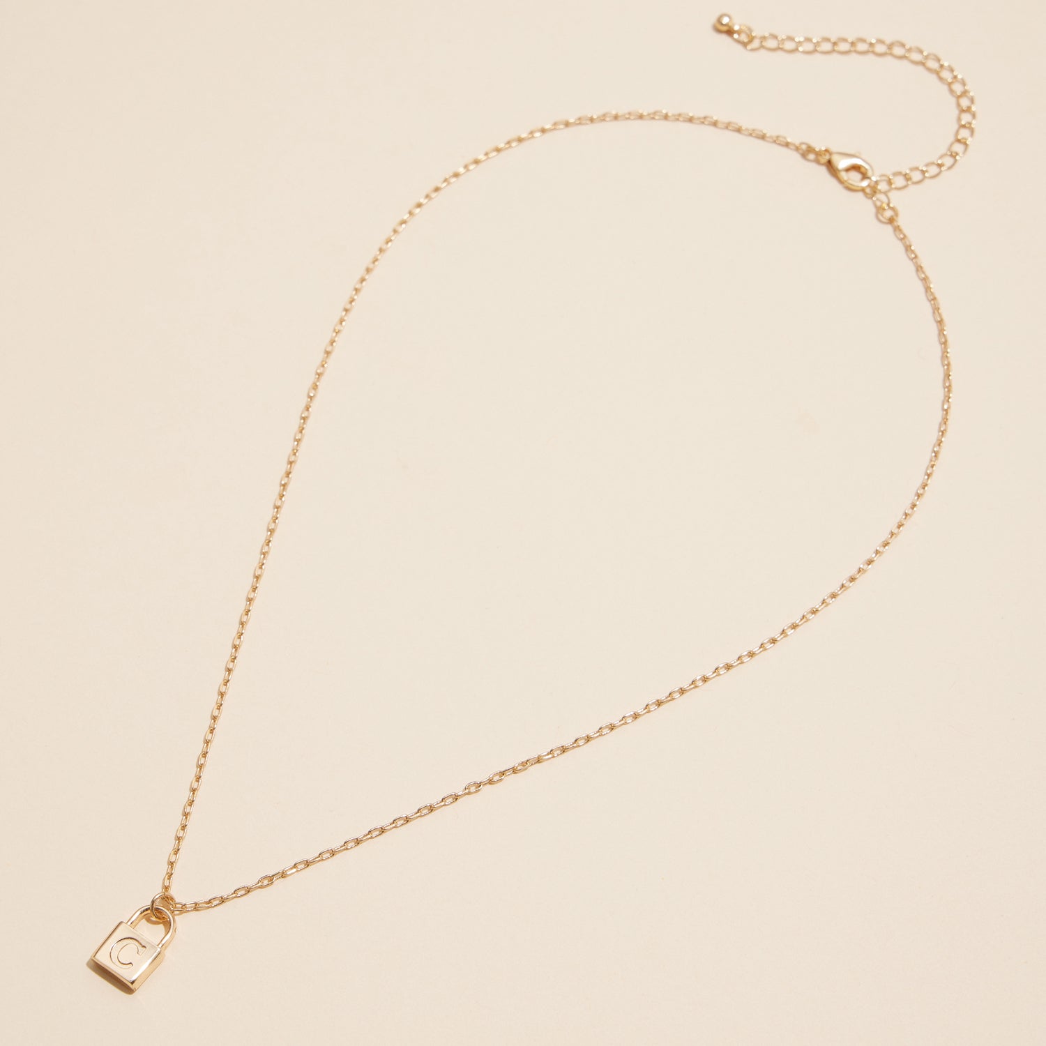 Chic Gold Initial Lock Pendant Necklace