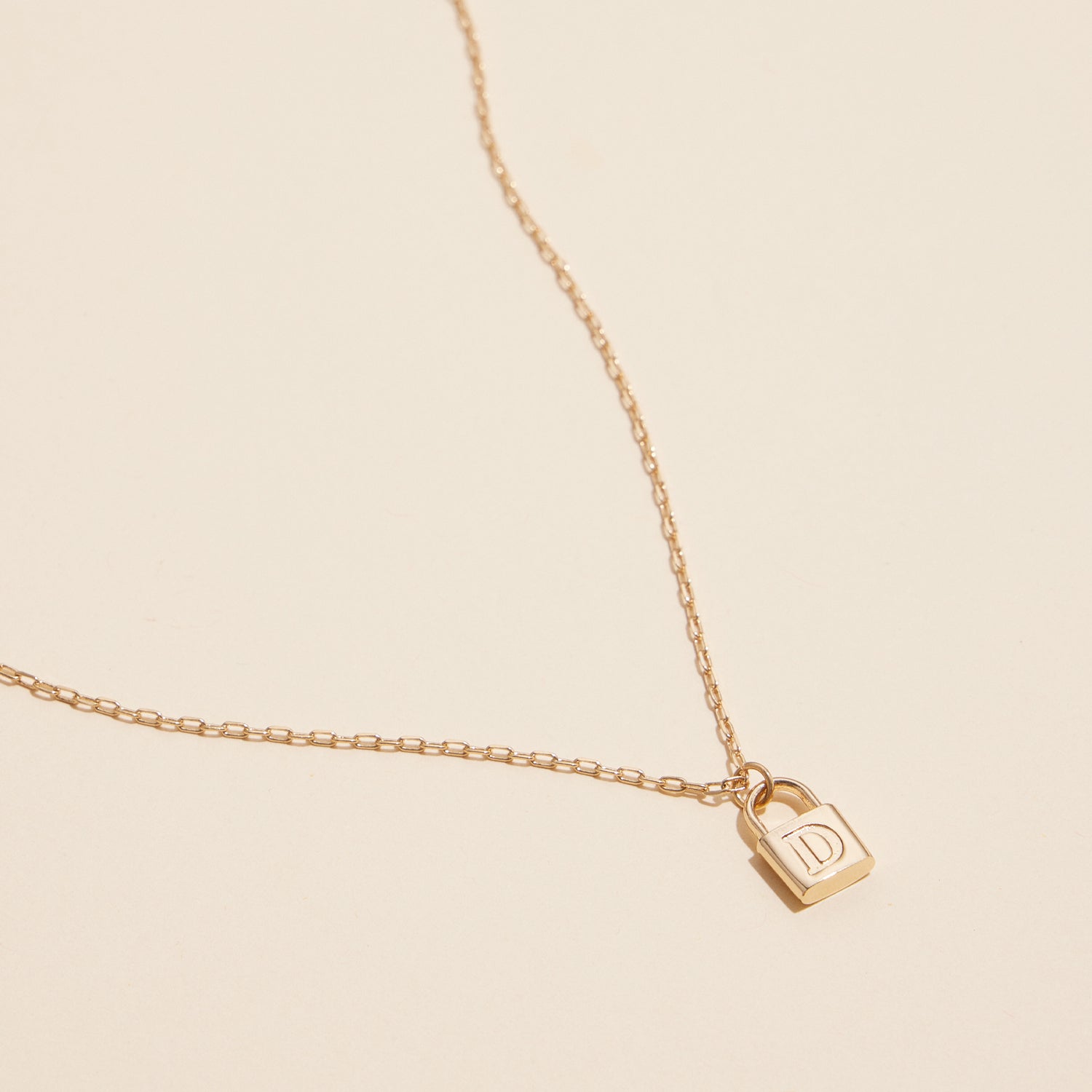 Chic Gold Initial Lock Pendant Necklace