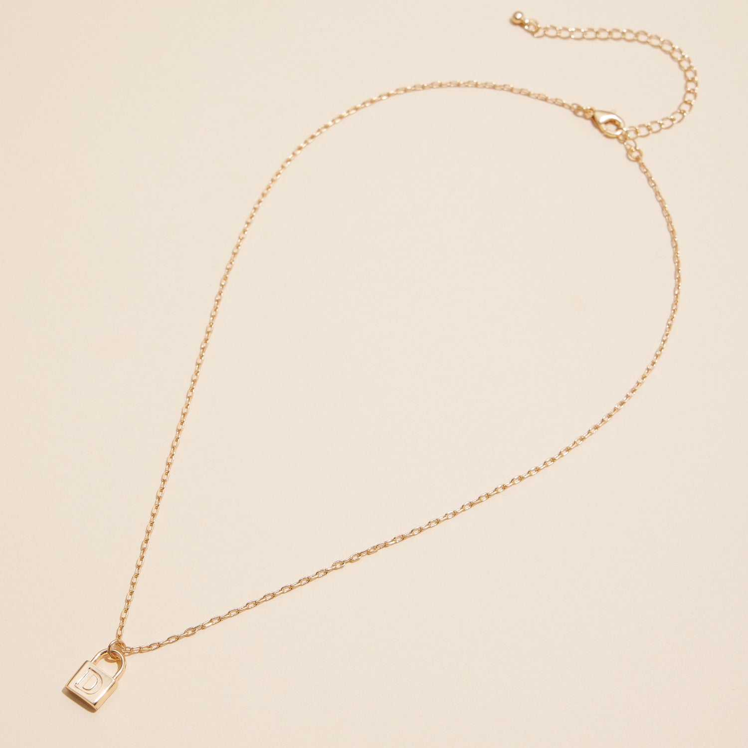 Chic Gold Initial Lock Pendant Necklace