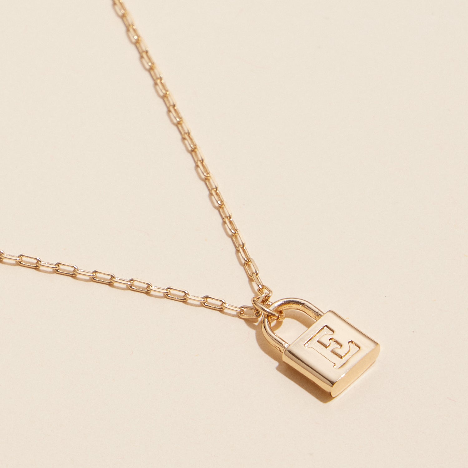 Chic Gold Initial Lock Pendant Necklace