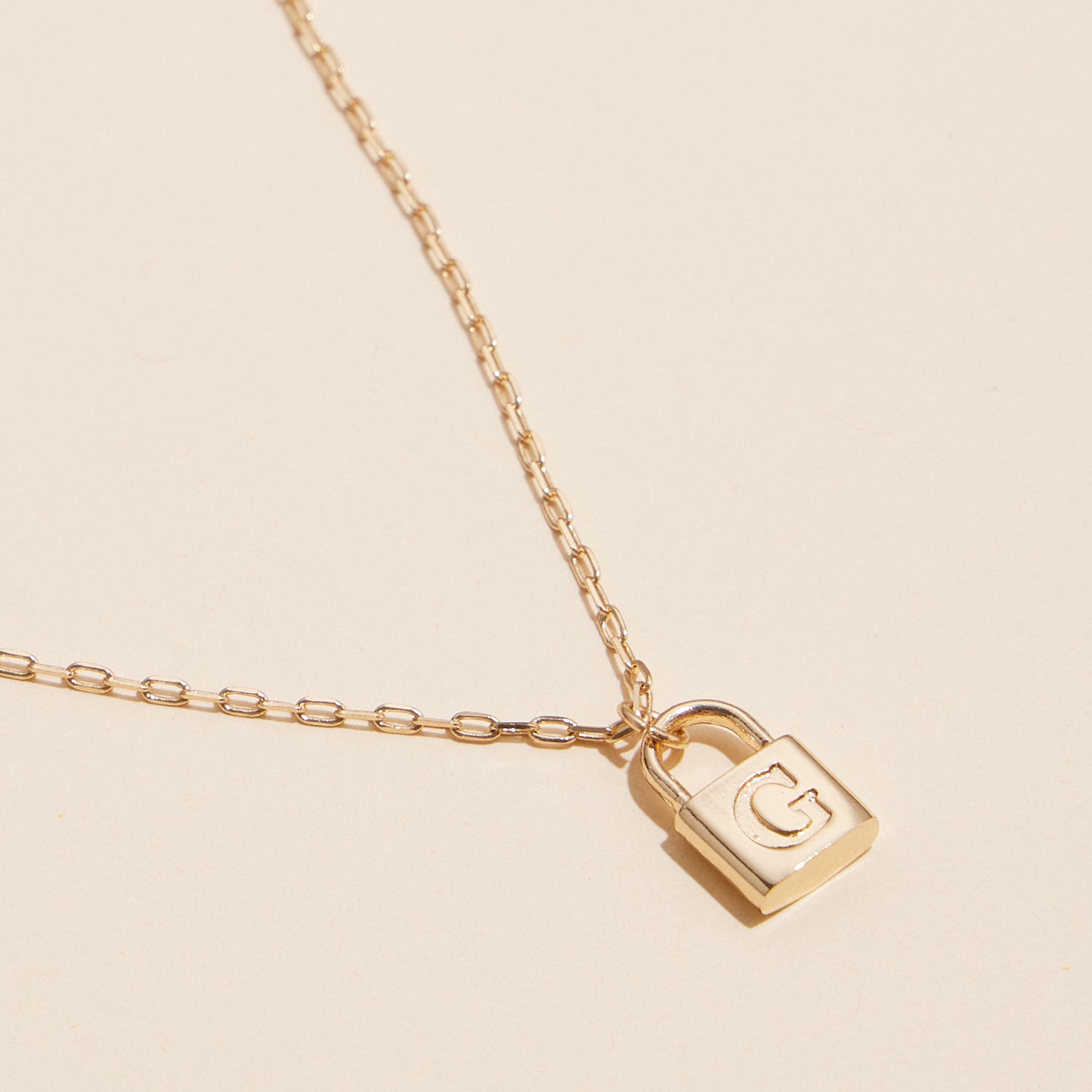 Chic Gold Initial Lock Pendant Necklace