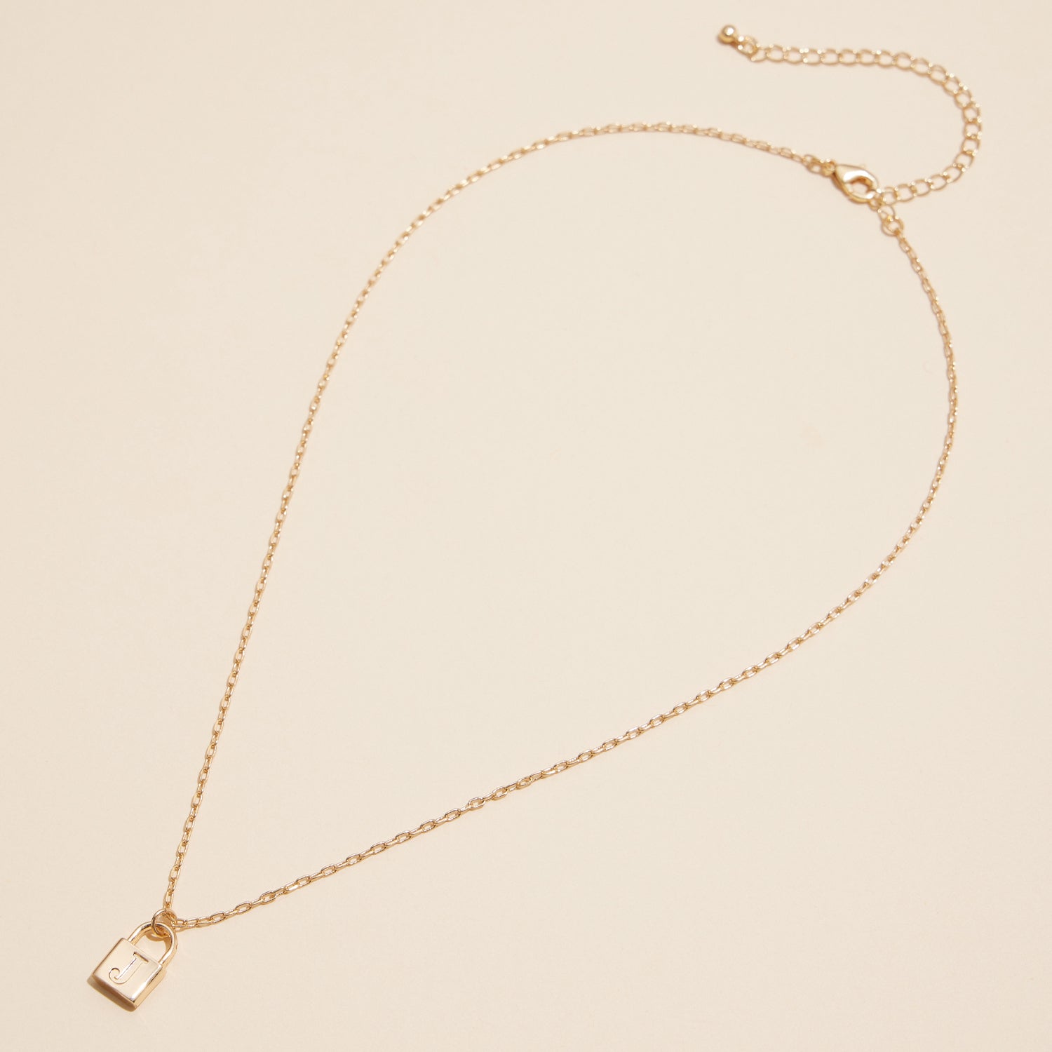 Chic Gold Initial Lock Pendant Necklace