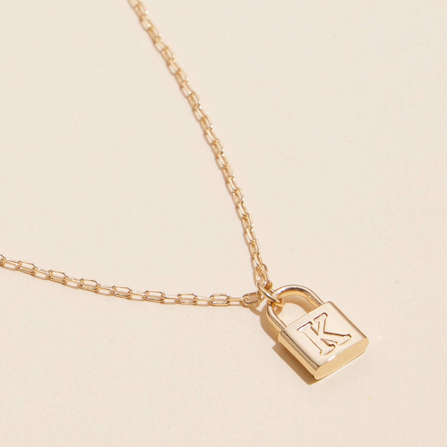 Chic Gold Initial Lock Pendant Necklace