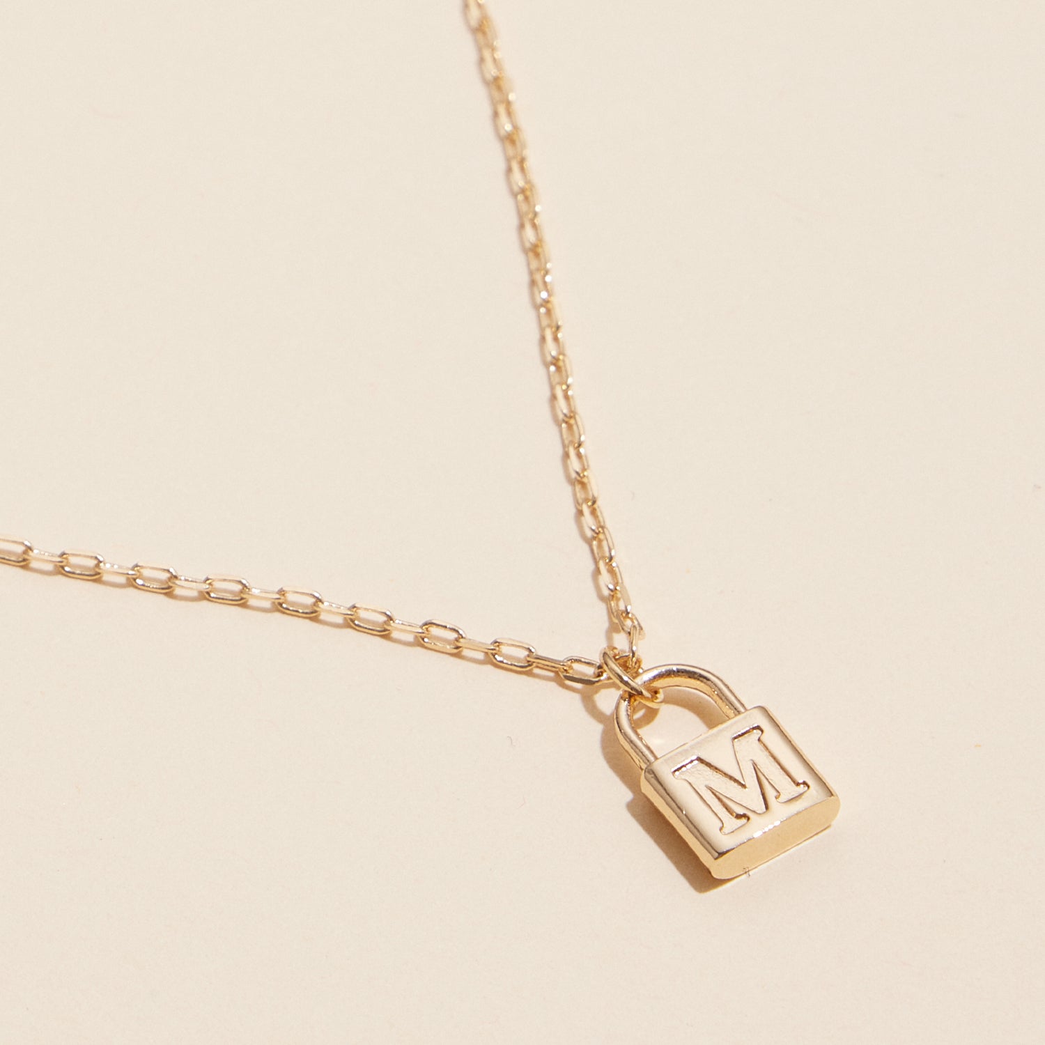 Chic Gold Initial Lock Pendant Necklace