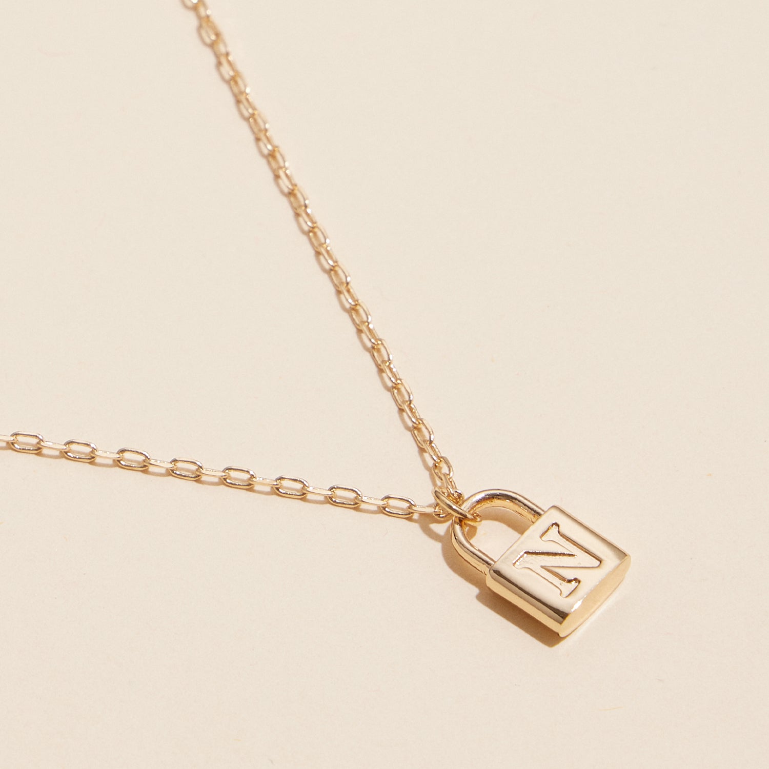 Chic Gold Initial Lock Pendant Necklace