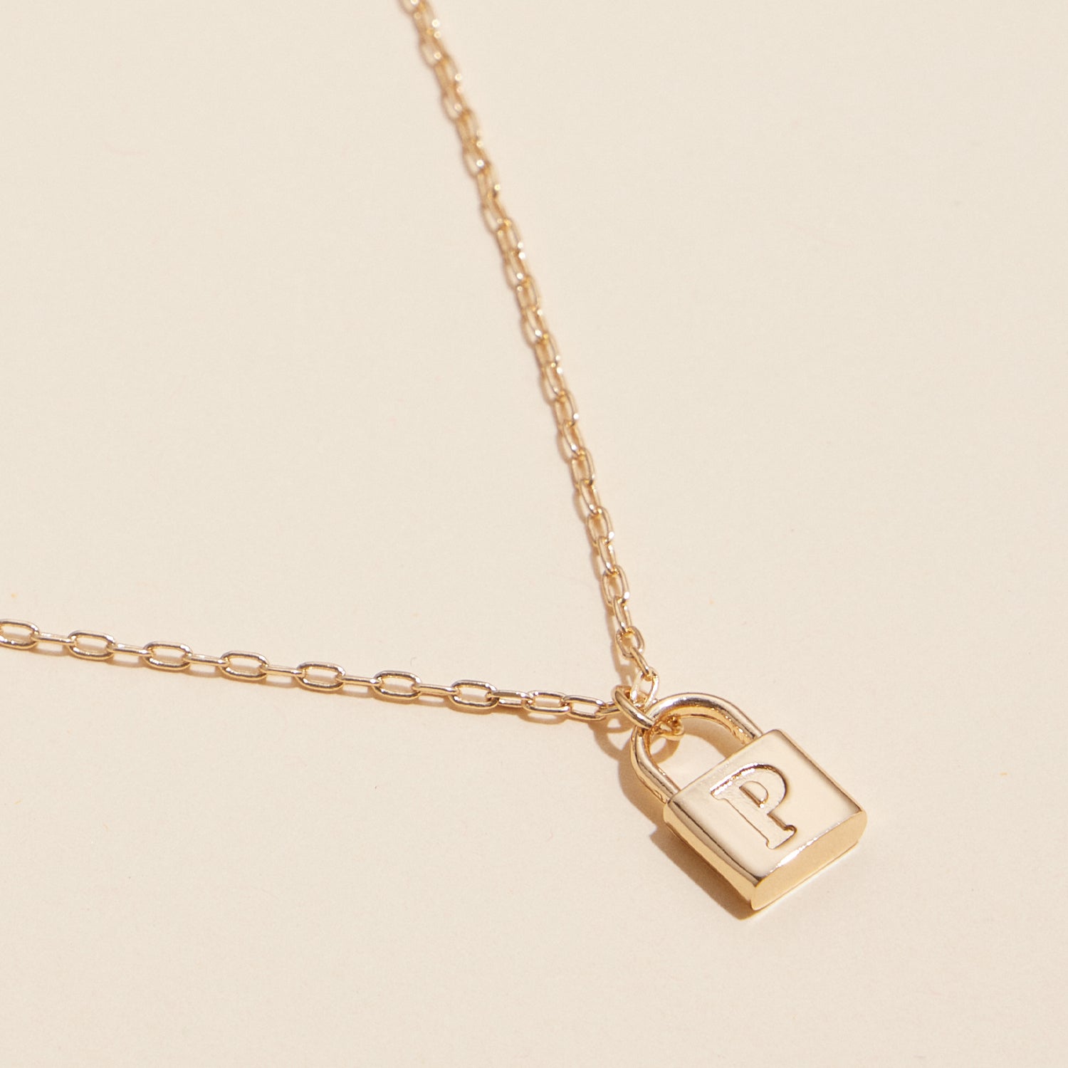 Chic Gold Initial Lock Pendant Necklace