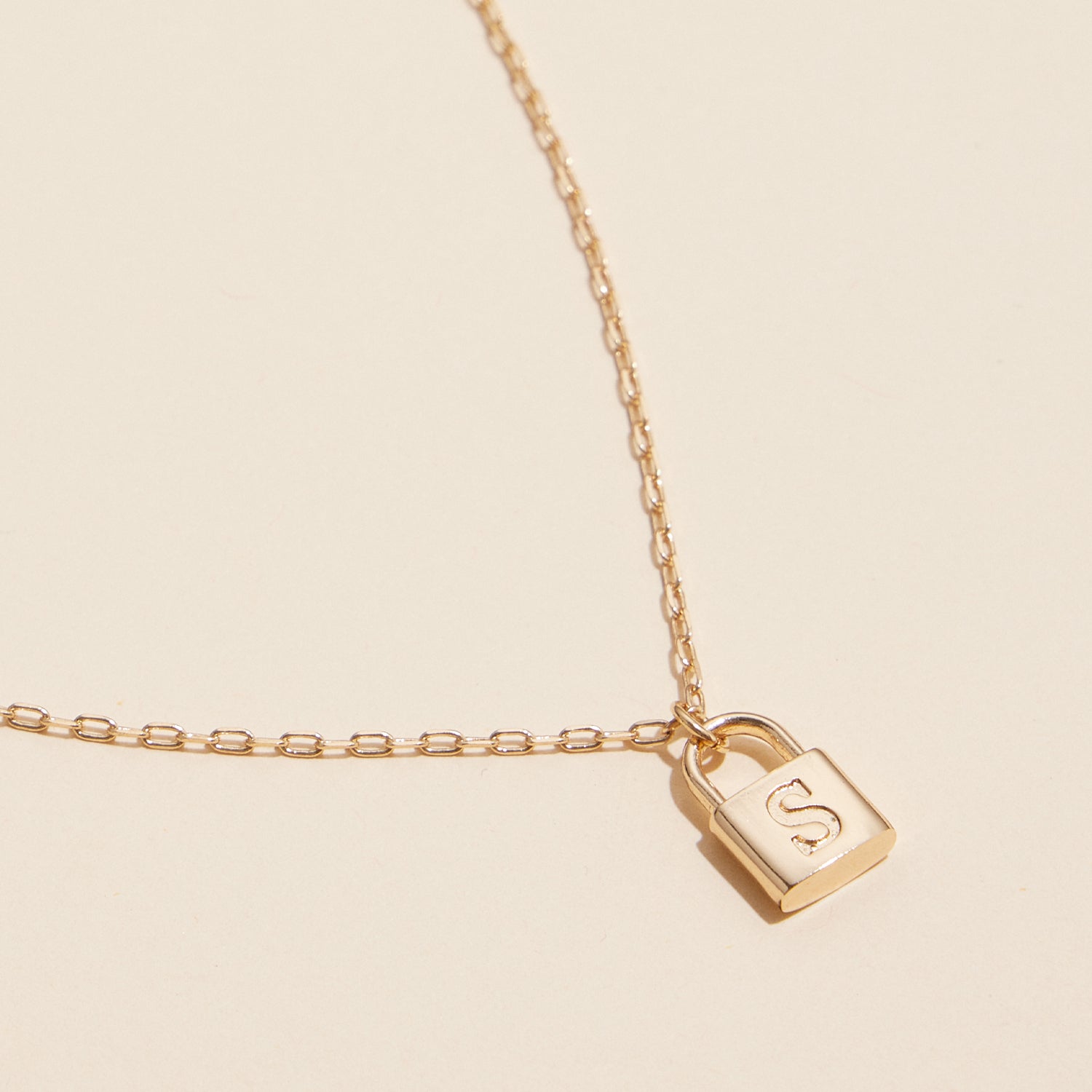 Chic Gold Initial Lock Pendant Necklace