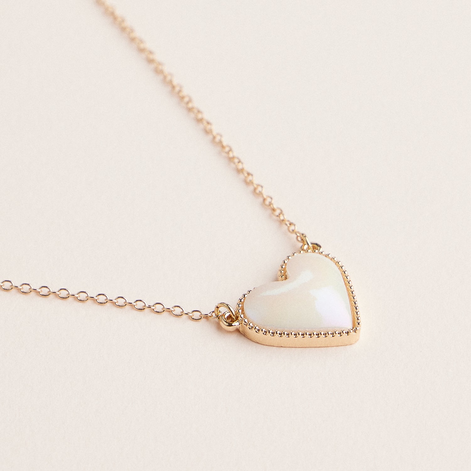 Gold Chain Heart-Shaped Enamel Pendant Necklaces
