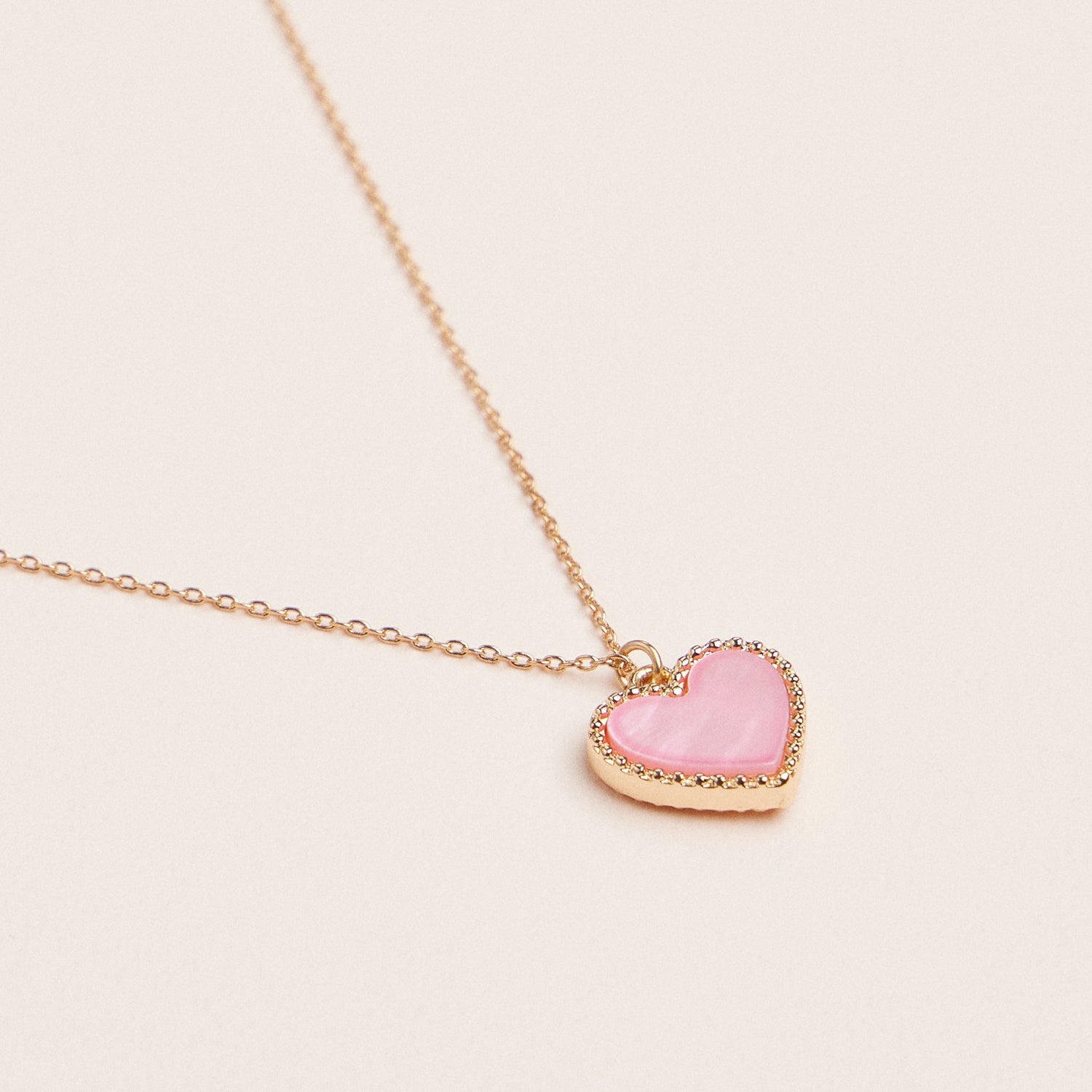 Heart-Shaped Pendant Necklaces with Gold Chains – Red, Pink, Black & White
