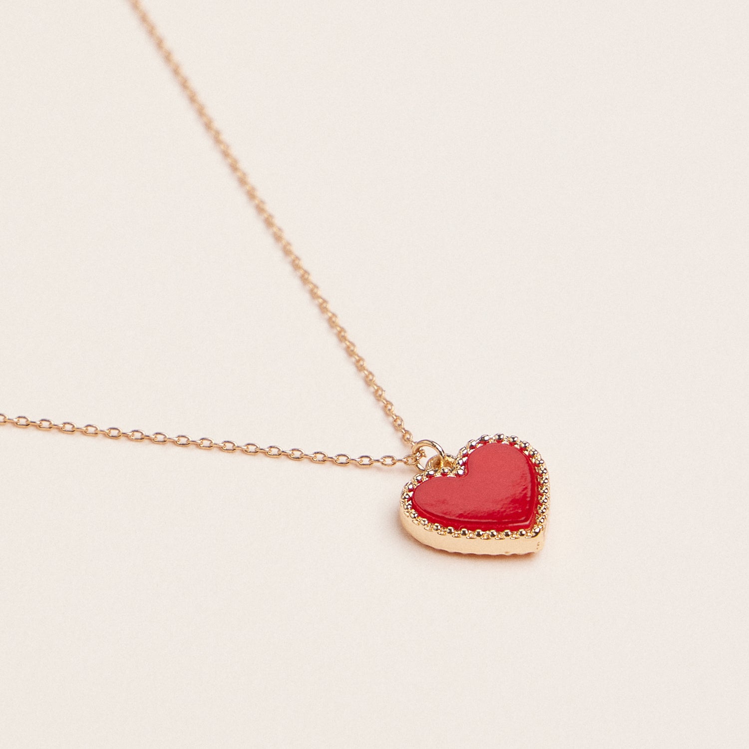 Heart-Shaped Pendant Necklaces with Gold Chains – Red, Pink, Black & White