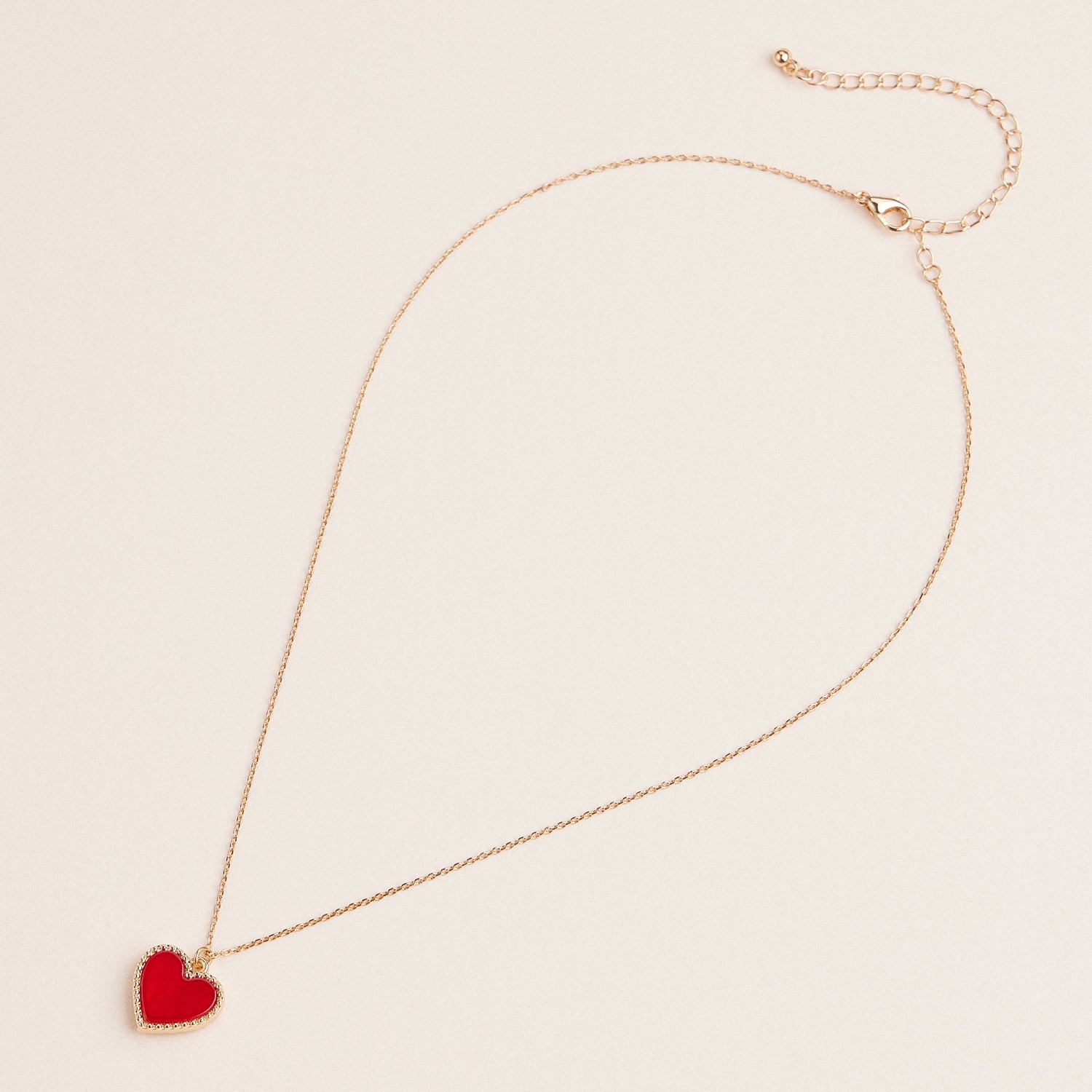 Heart-Shaped Pendant Necklaces with Gold Chains – Red, Pink, Black & White