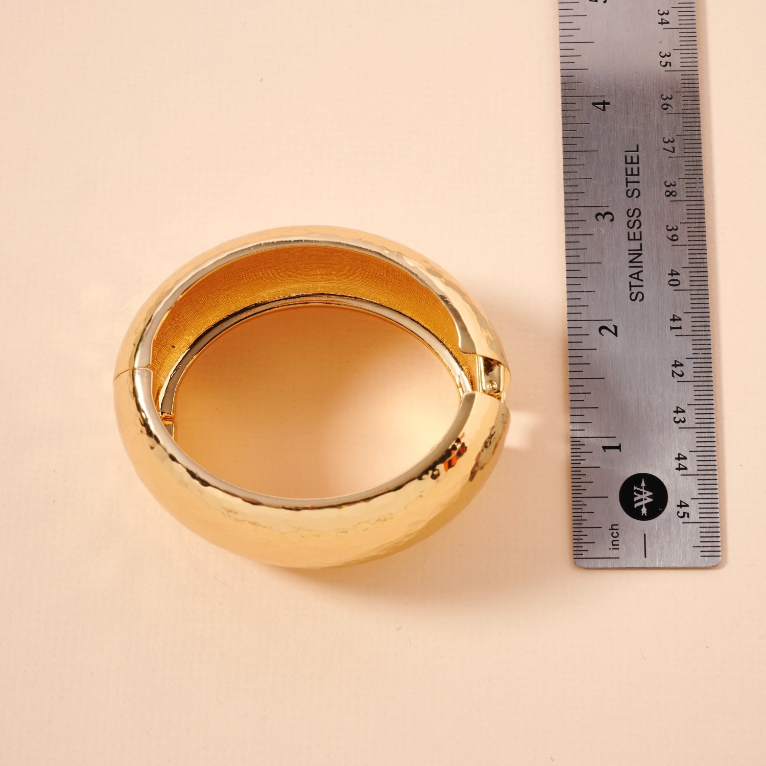 Hammered Alloy Cuff Bracelet | Hammered Hollow Wide 18K Gold Plated Cuff Bracelet - Frem