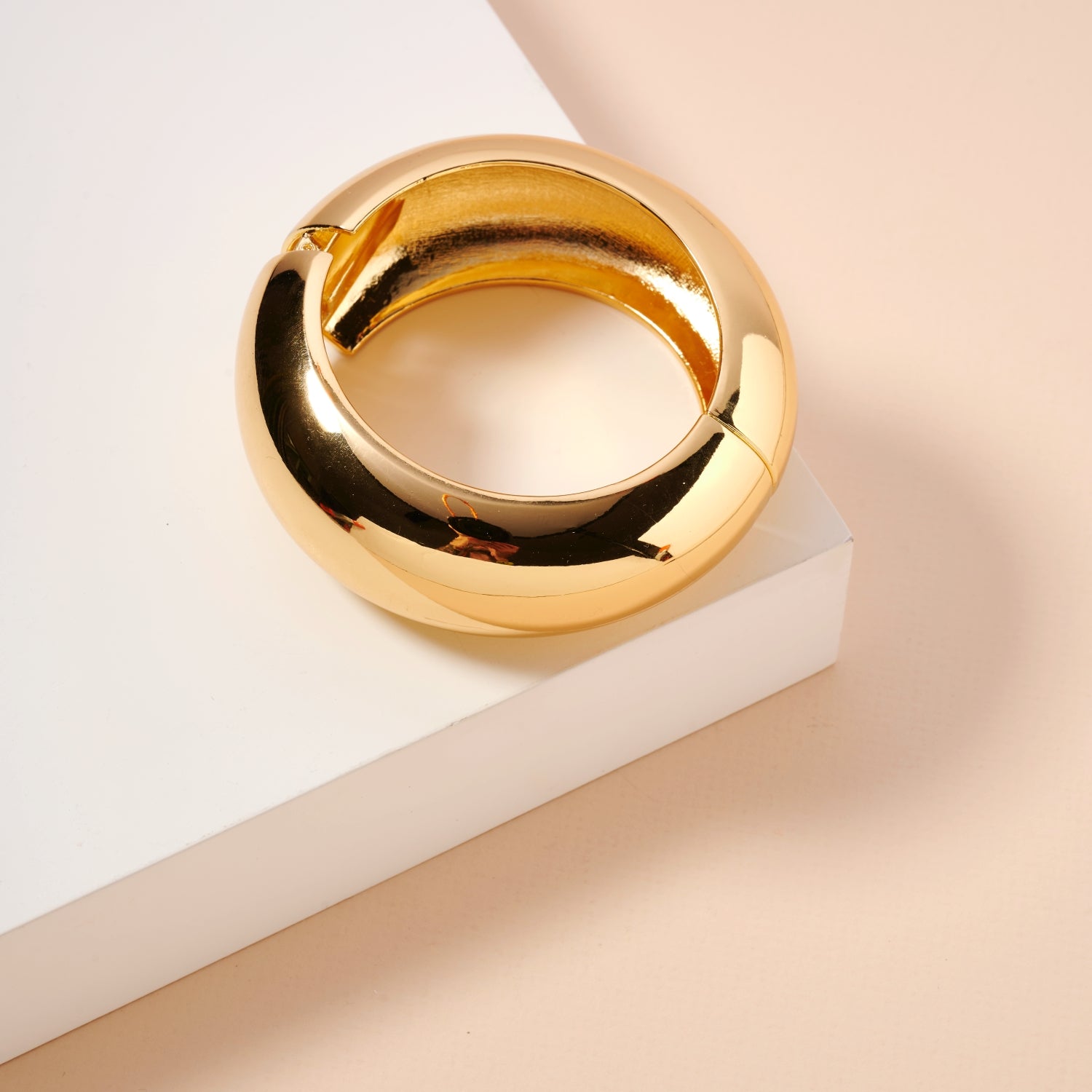 Hollow Uneven 18K Gold Plated Bangle Bracelet