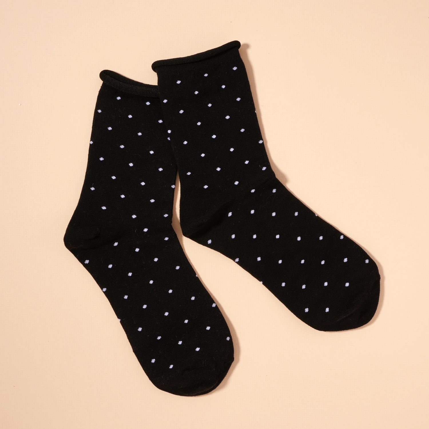 Classic Polka Dot Raw Hem Calf Socks – Assorted Dozen Pack