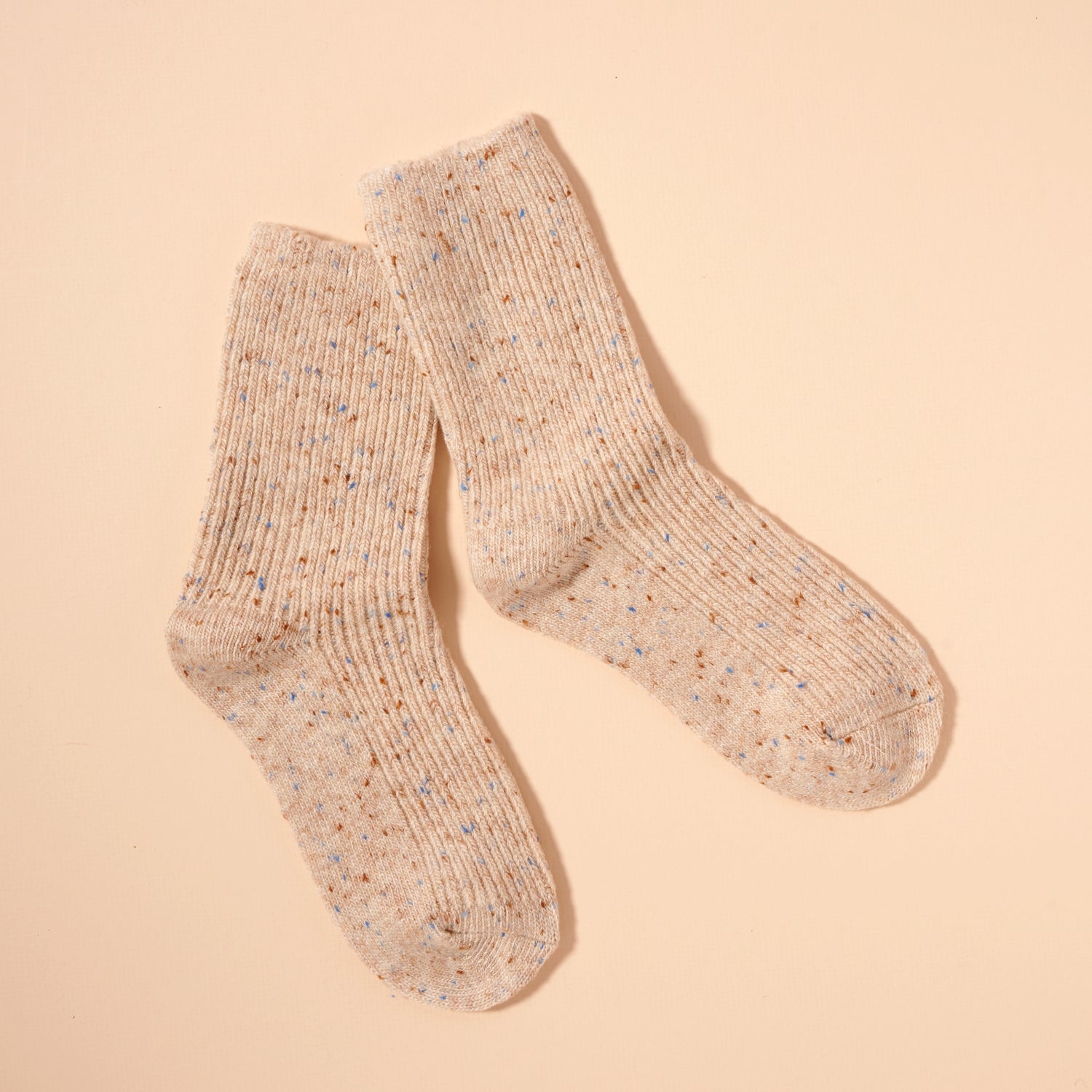 Speckled Ribbed Crew Socks - Frem
