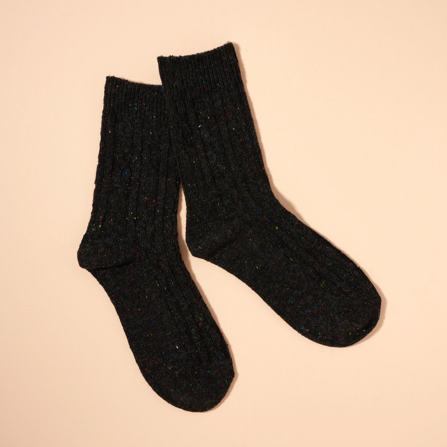 Cable Knit Speckled Crew Socks – Assorted Colors