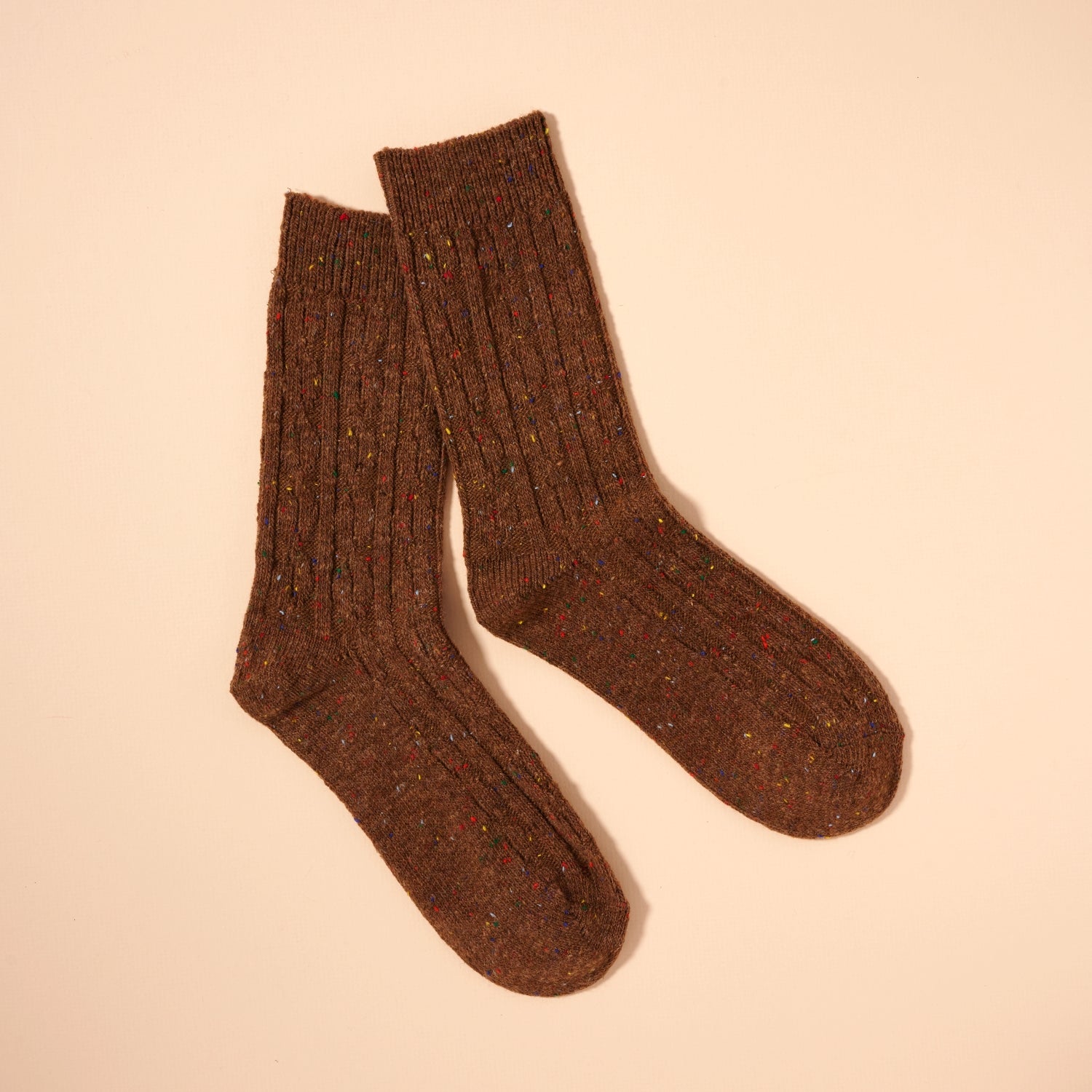 Cable Knit Speckled Crew Socks – Assorted Colors