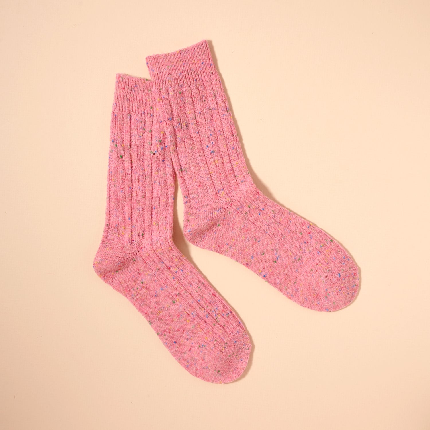 Cable Knit Speckled Crew Socks – Assorted Colors