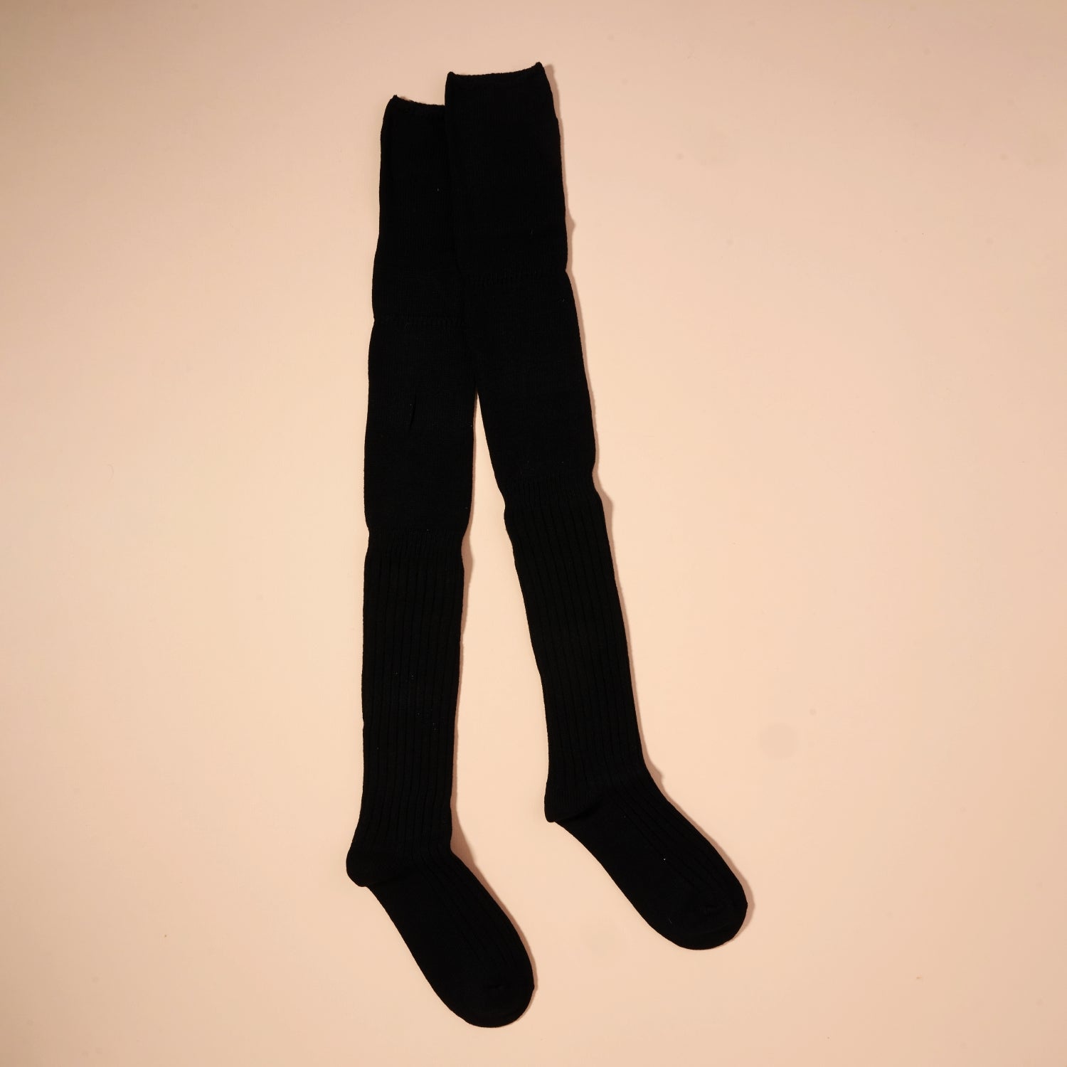 Thigh High Ribbed Knit Socks – Neutral Colors