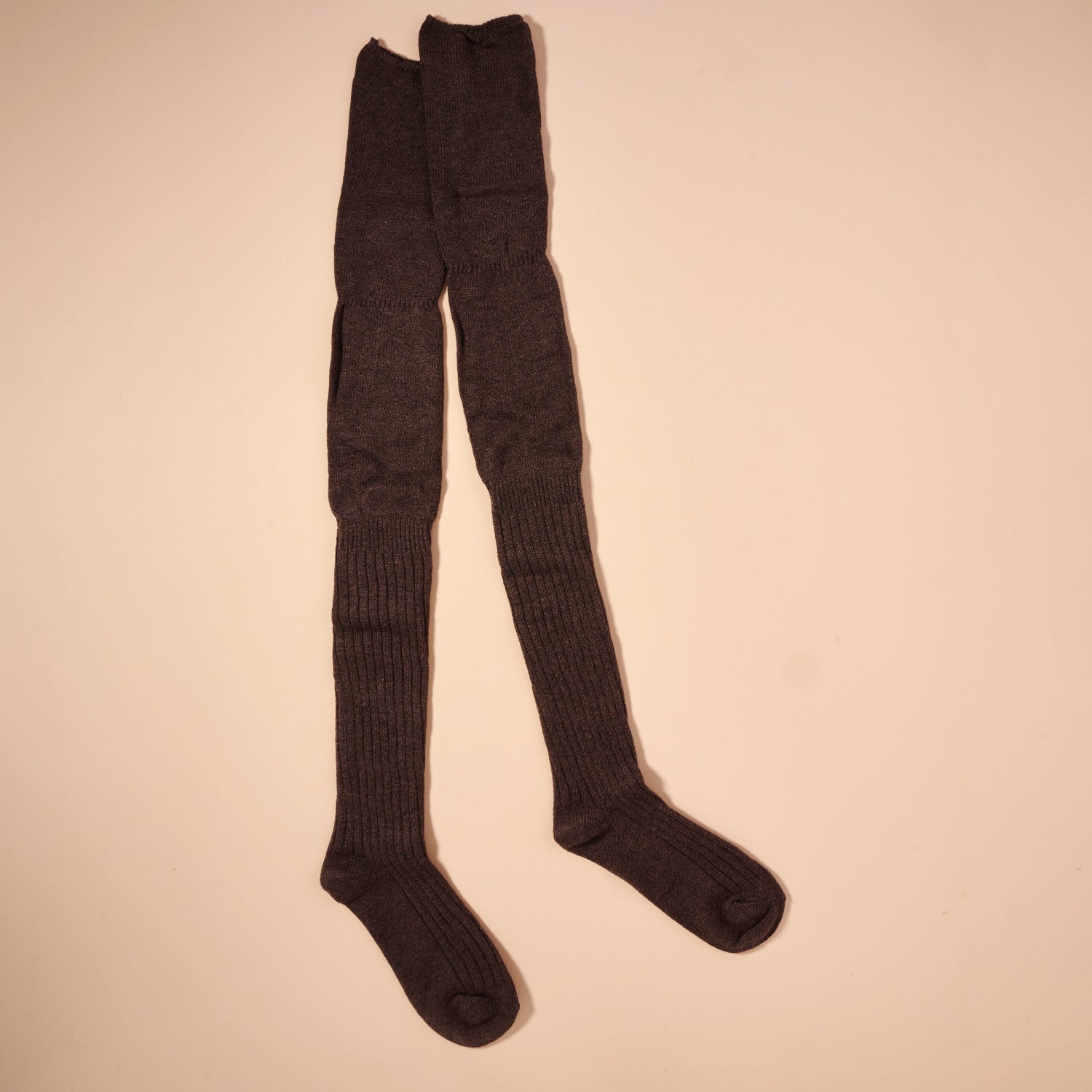 Thigh High Ribbed Knit Socks – Neutral Colors