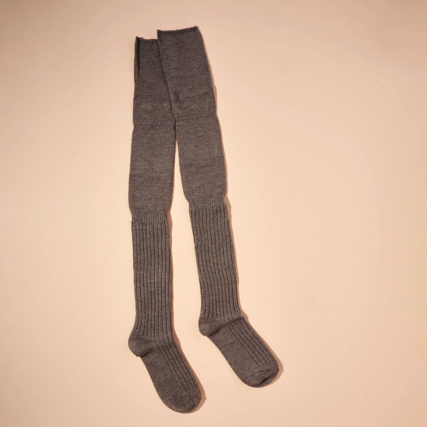 Thigh High Ribbed Knit Socks – Neutral Colors