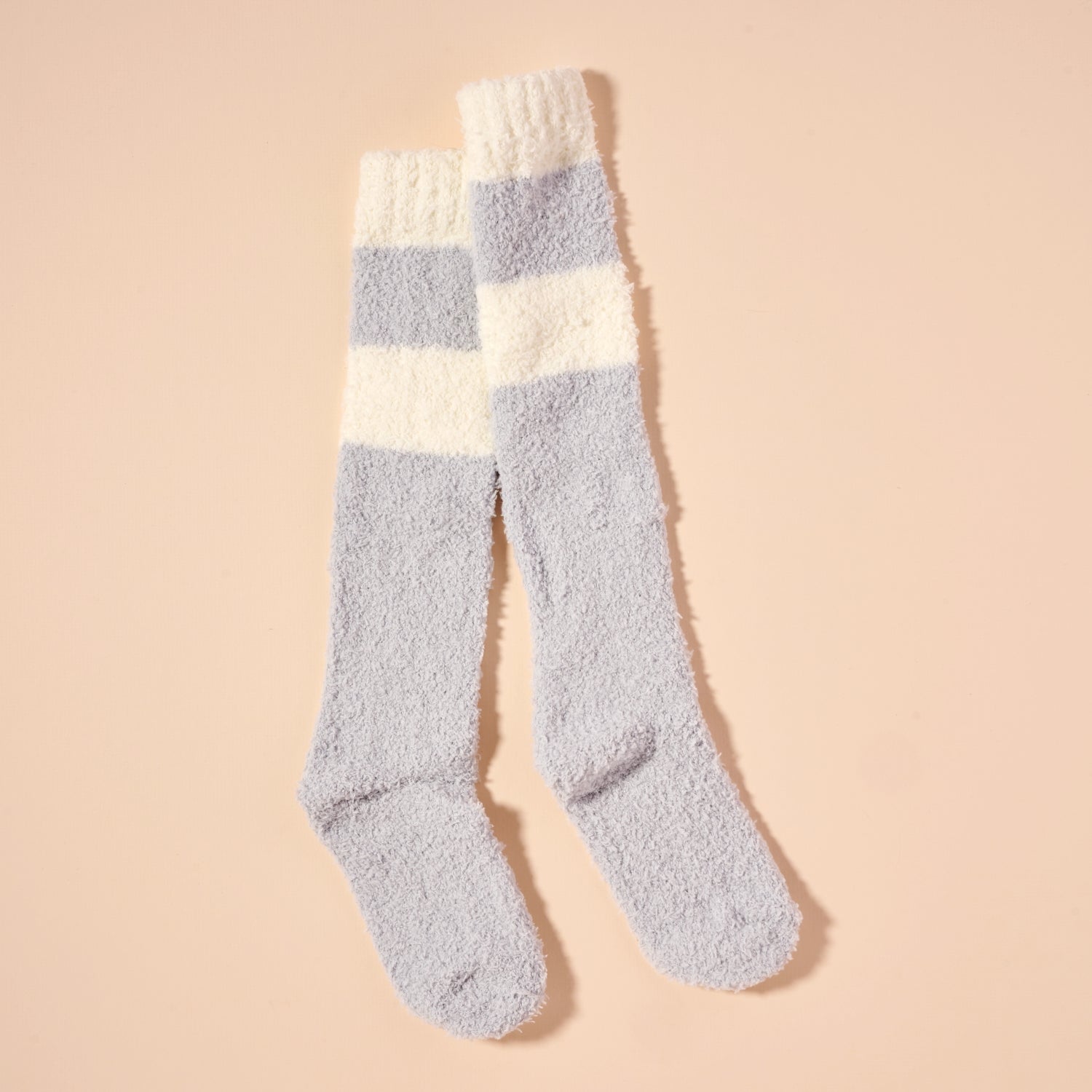 Colorblock Fuzzy Over-the-Knee Socks – Soft Tones