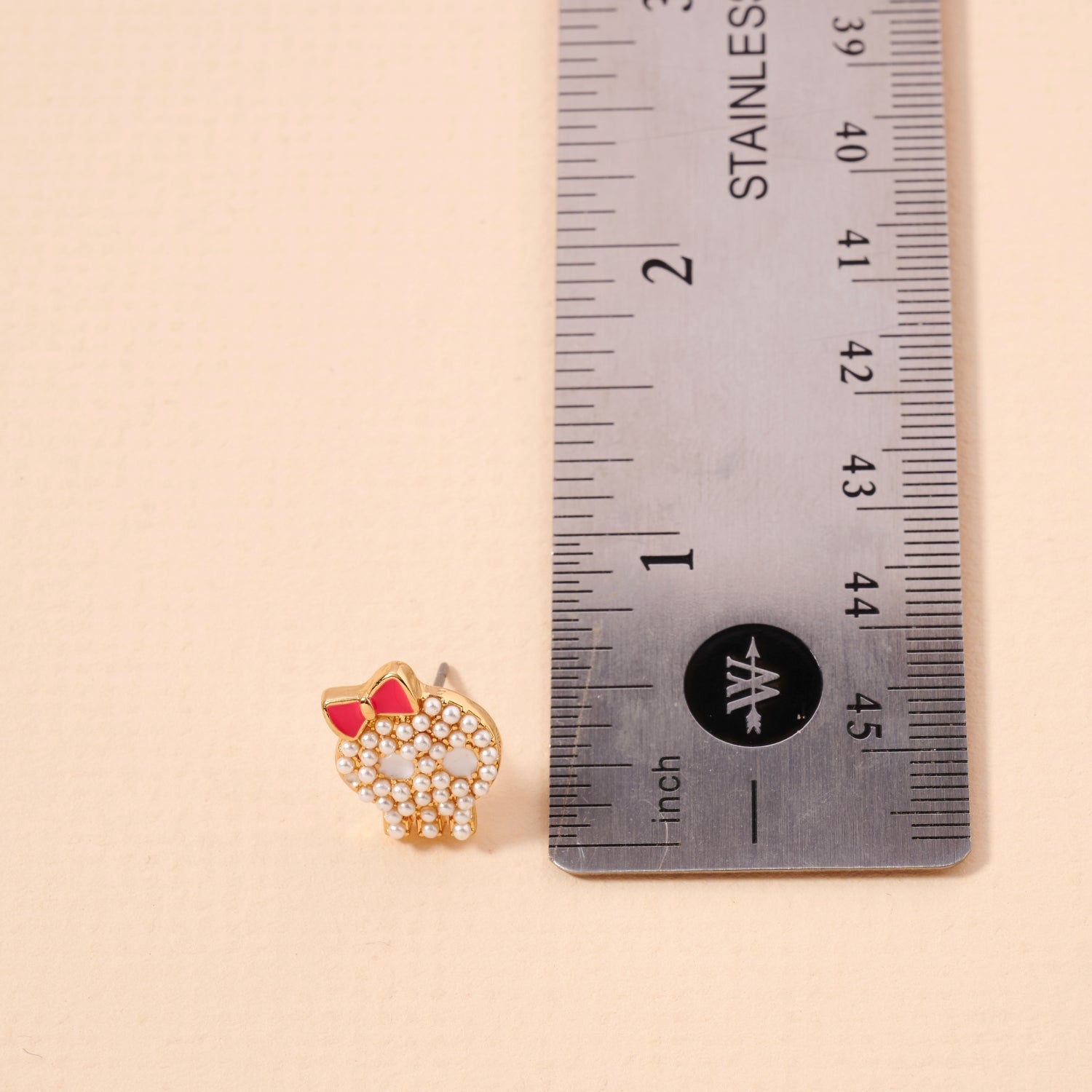 Skull with Bow Rhinestone Halloween Stud Earrings