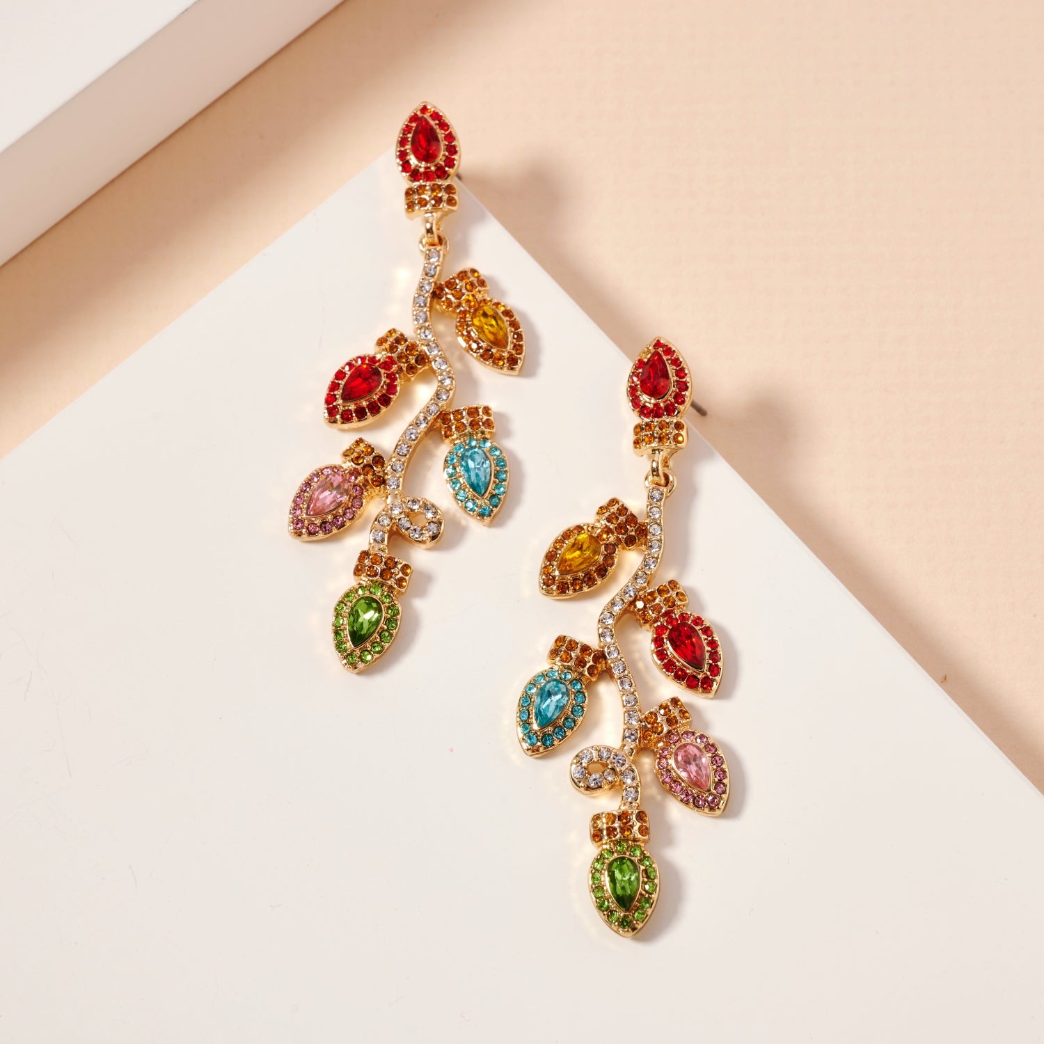Rhinestone Christmas Light Drop Earrings