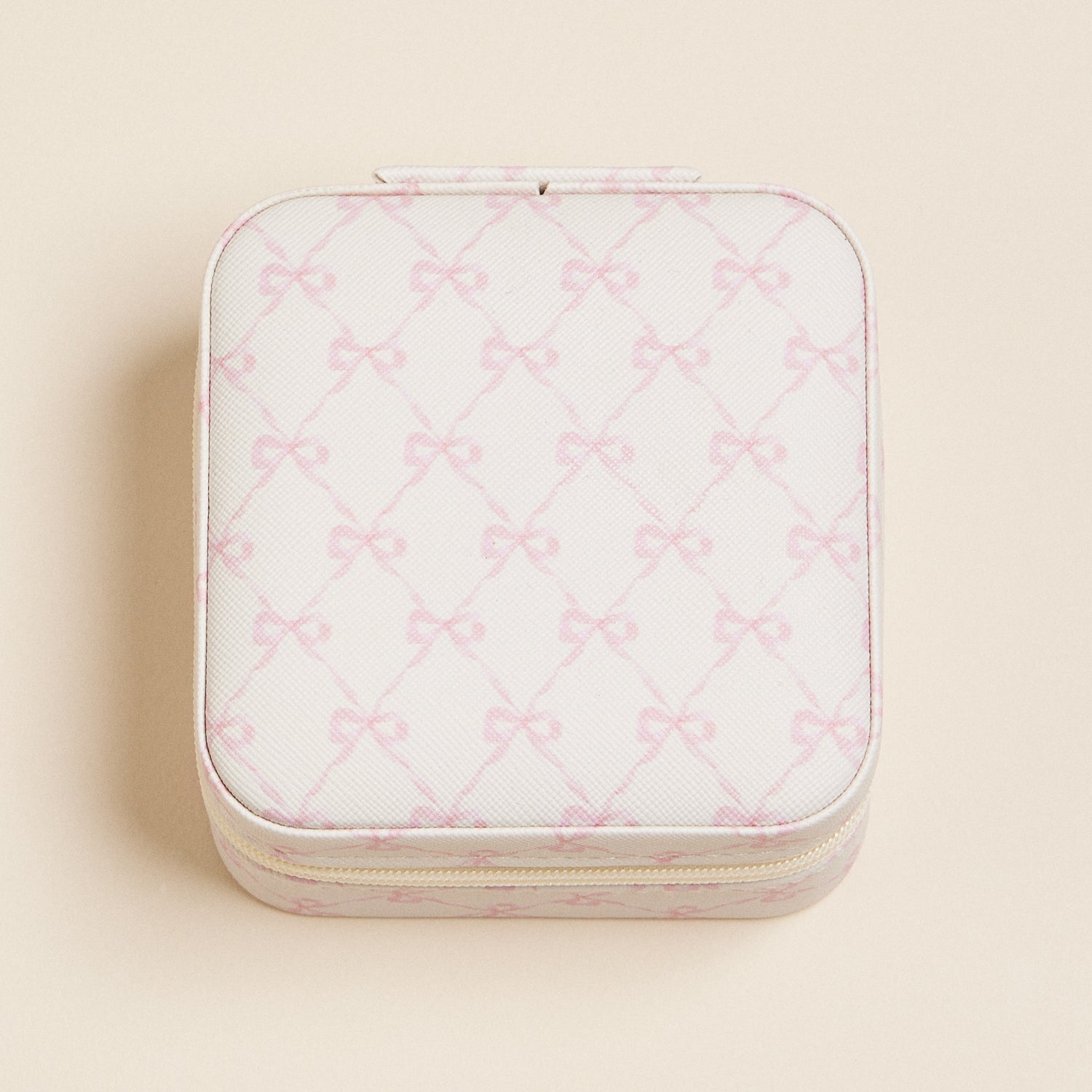 Travel-Size Jewelry Box with Bow Monogram Print