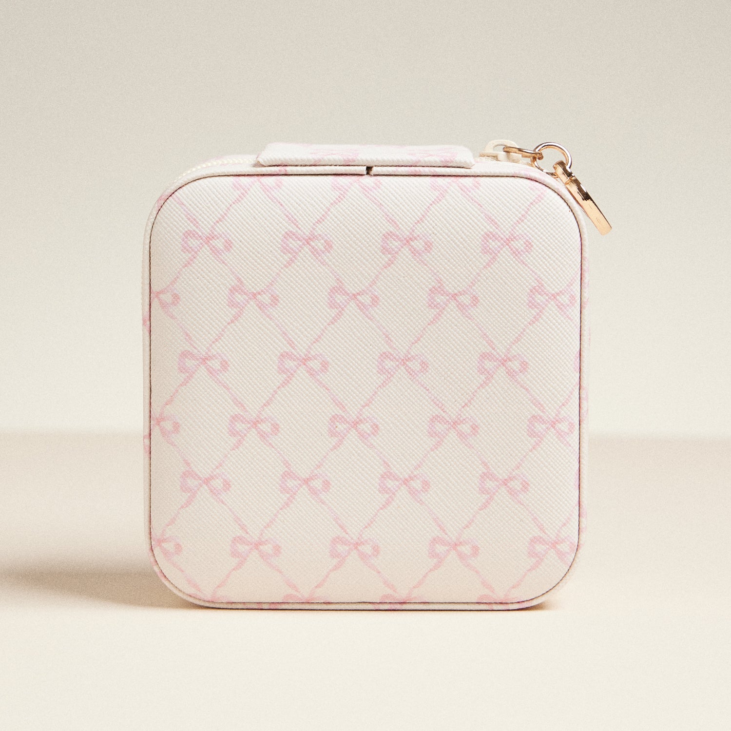 Travel-Size Jewelry Box with Bow Monogram Print