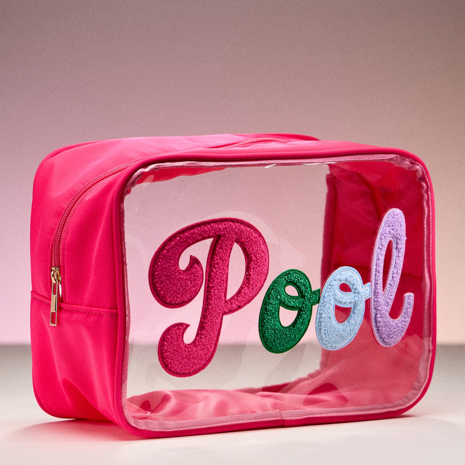 Clear PVC Beach and Pool Bag with Fabric Letters