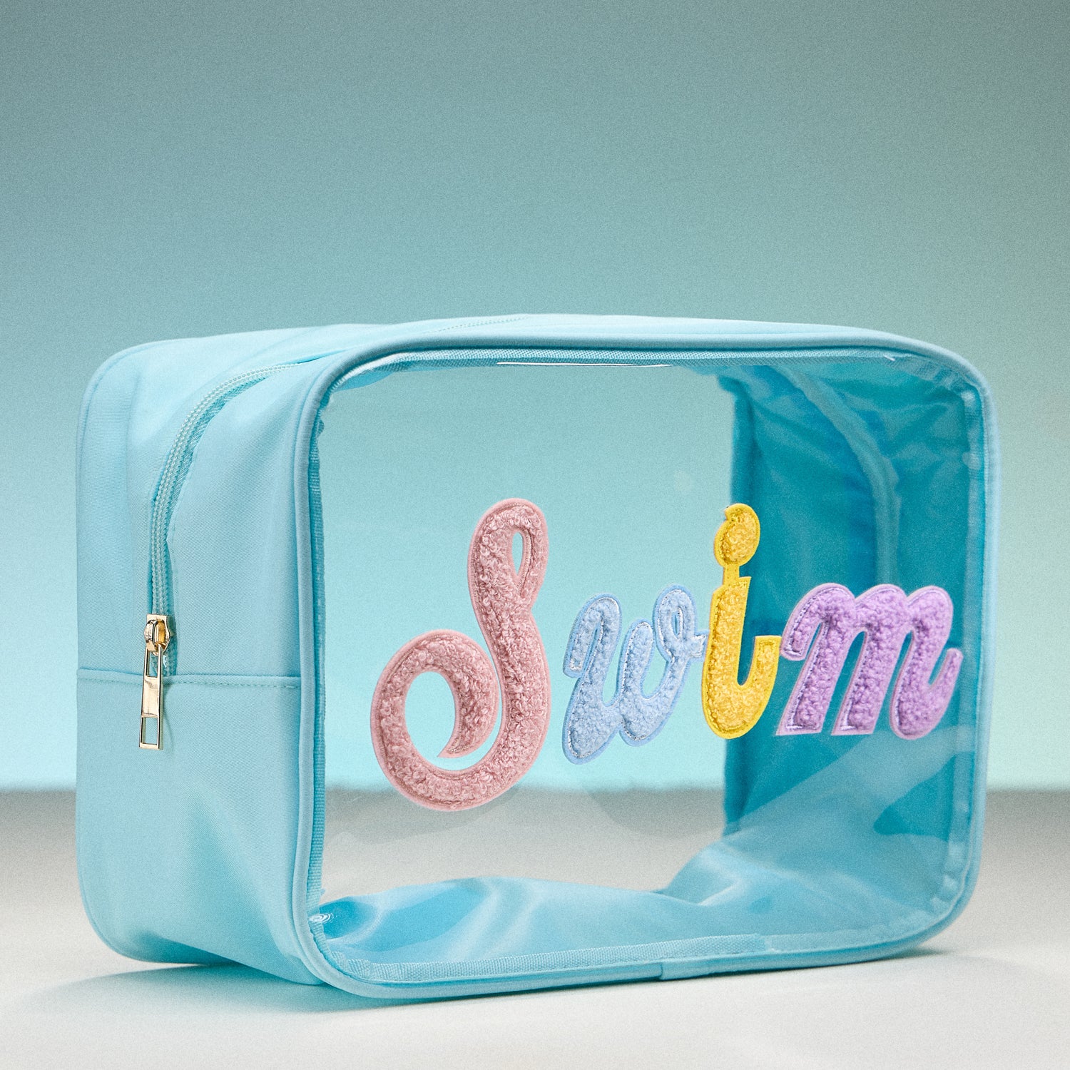 Clear PVC Beach and Pool Bag with Fabric Letters