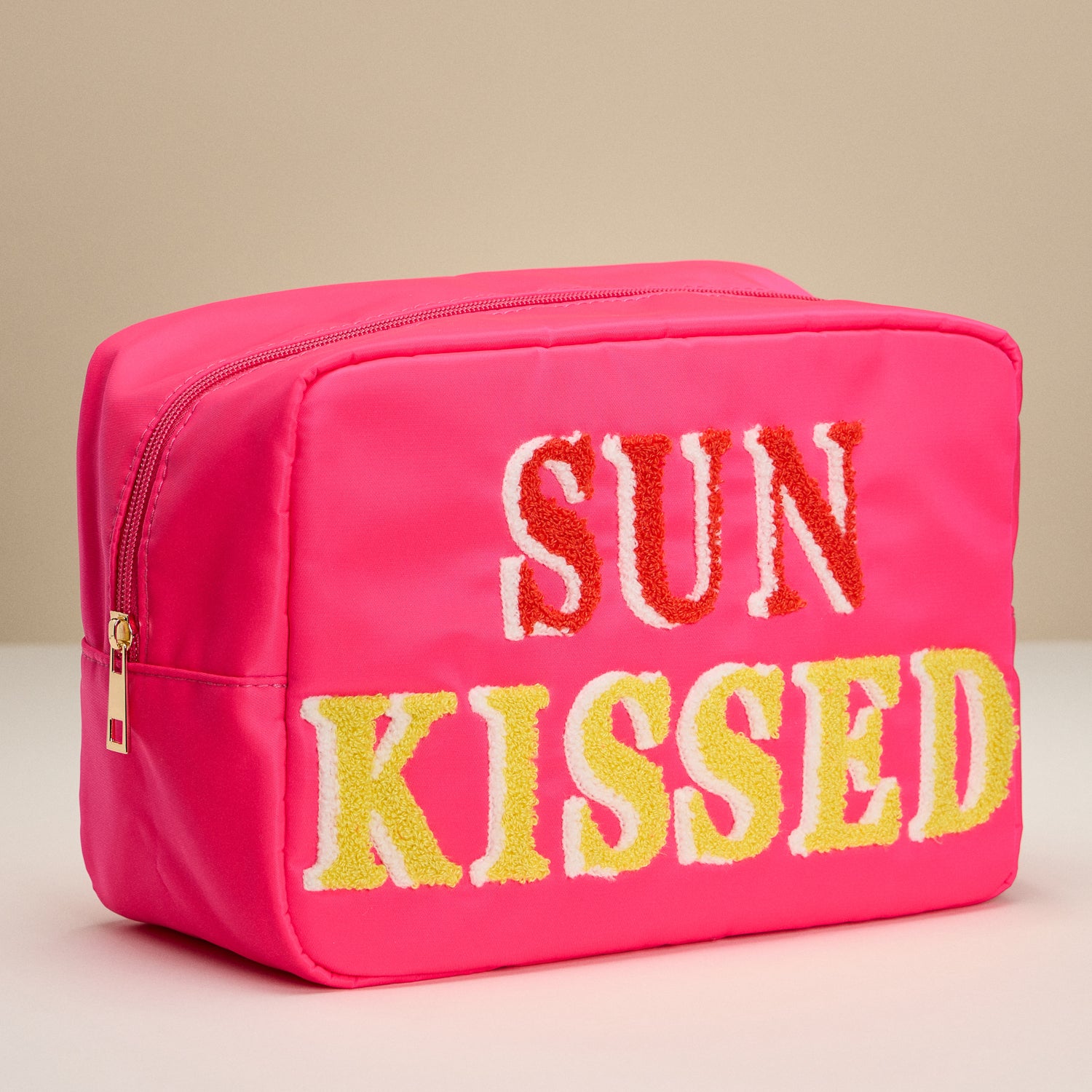 Nylon Beach Pouch with Fabric Letters