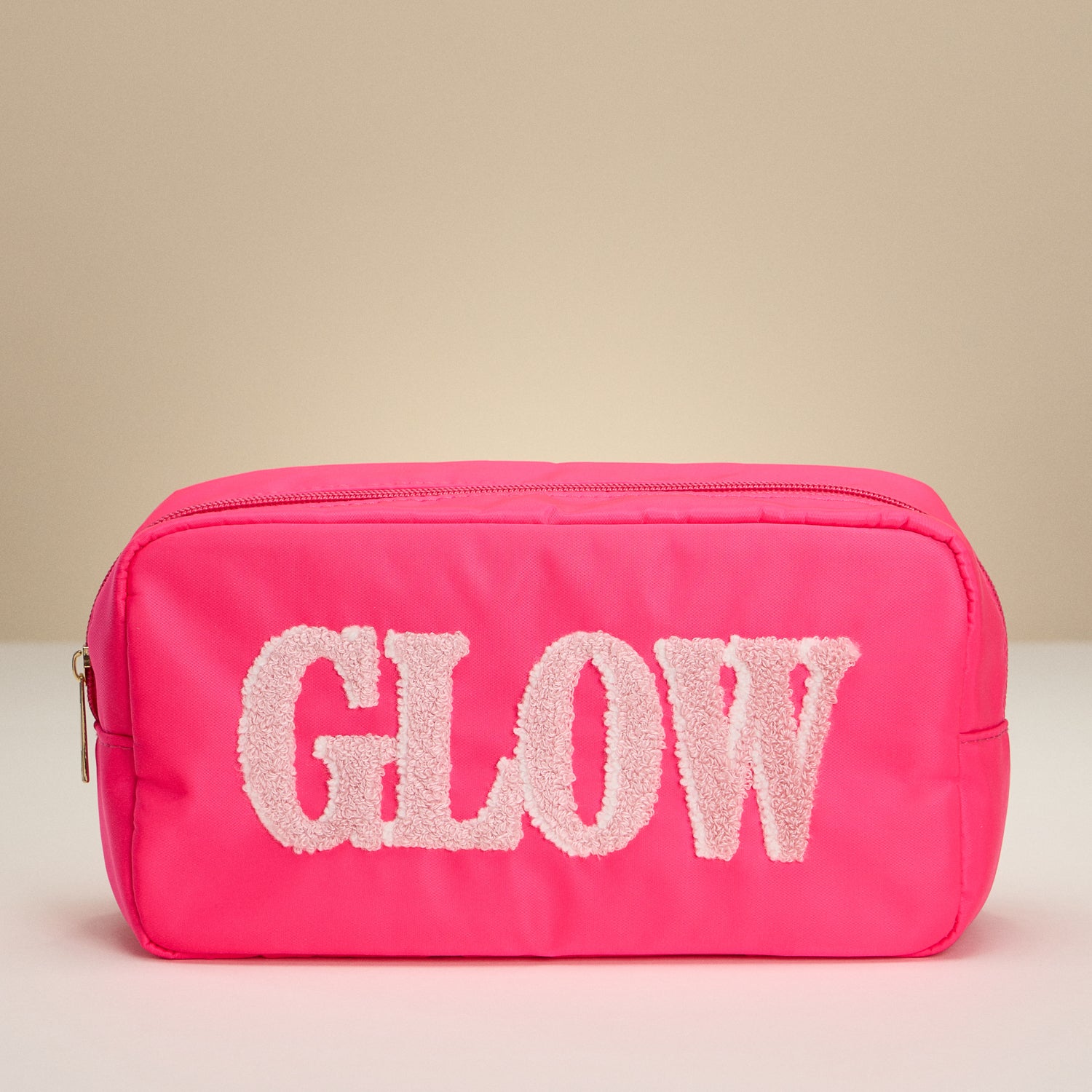 Travel Makeup Bag with Chenille Letter Patch - Frem