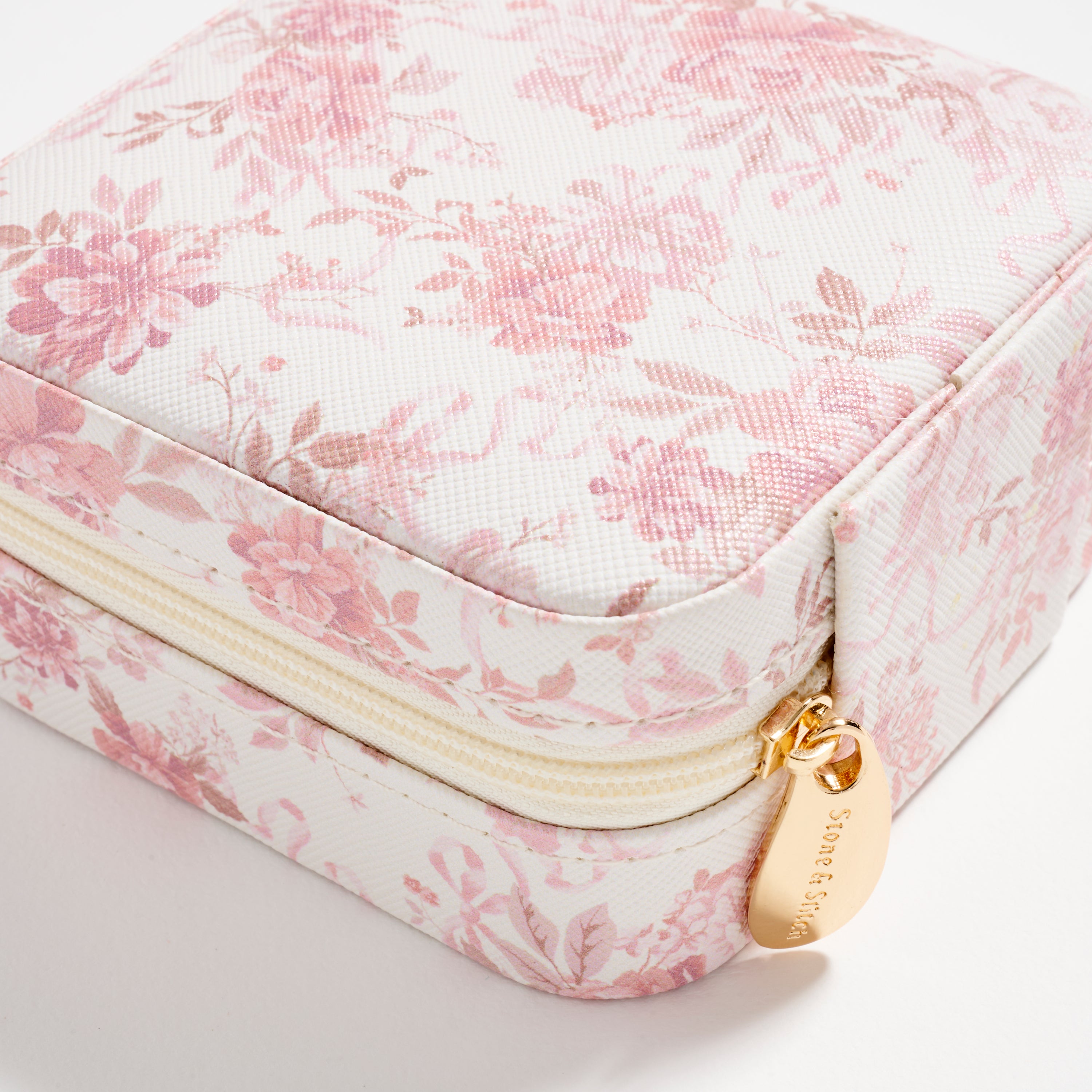 Floral Travel Jewelry Box with Mirror – Compact Organizer for Rings, Earrings & Necklaces
