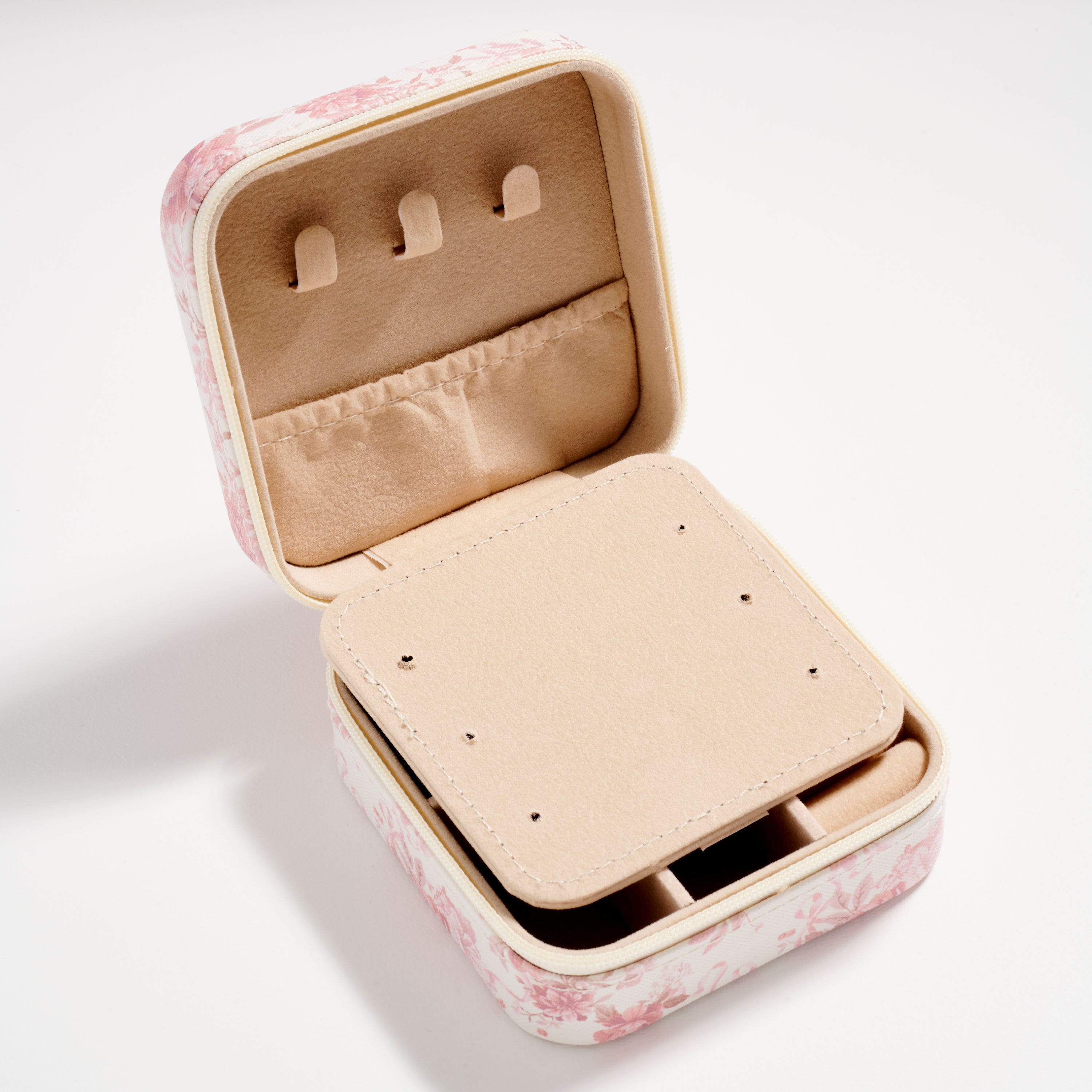 Floral Travel Jewelry Box with Mirror – Compact Organizer for Rings, Earrings & Necklaces