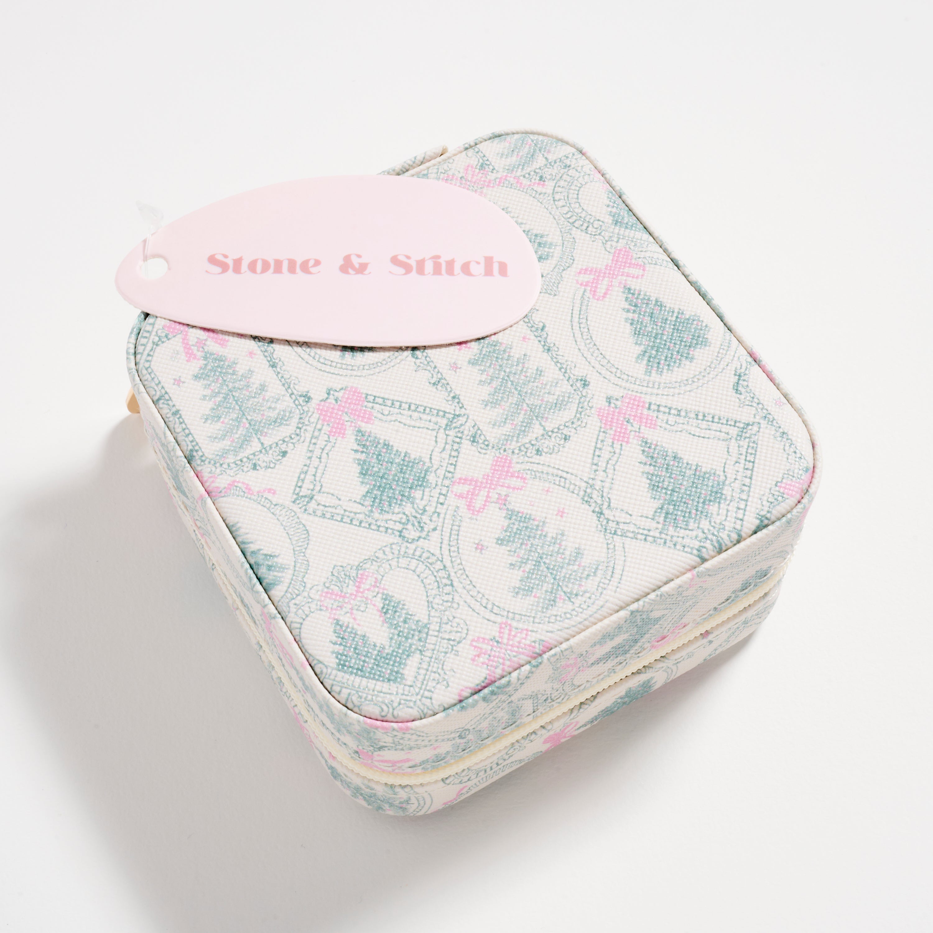 Christmas Tree Travel Jewelry Box with Mirror– Compact Organizer