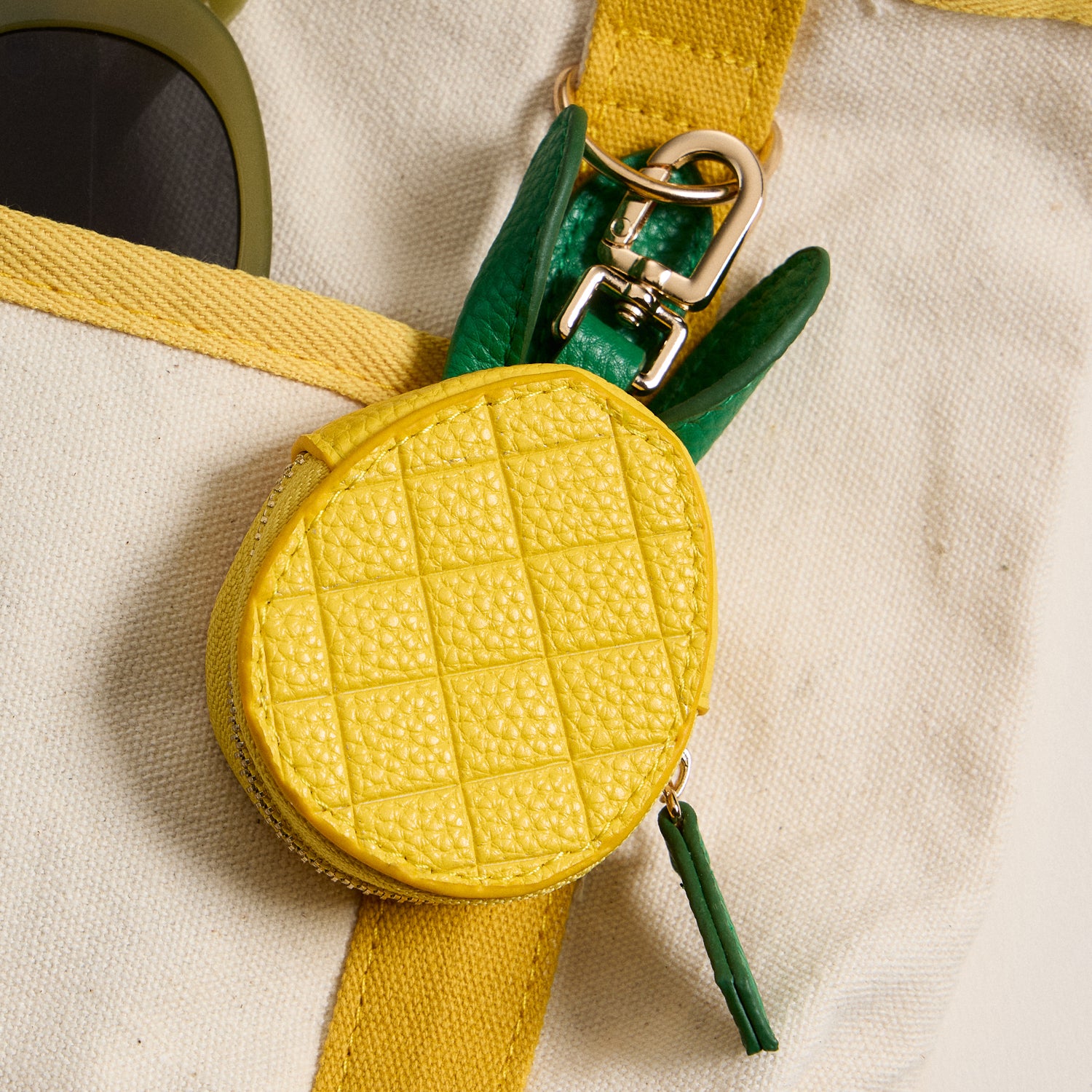Pineapple Leather Pouch Keychain