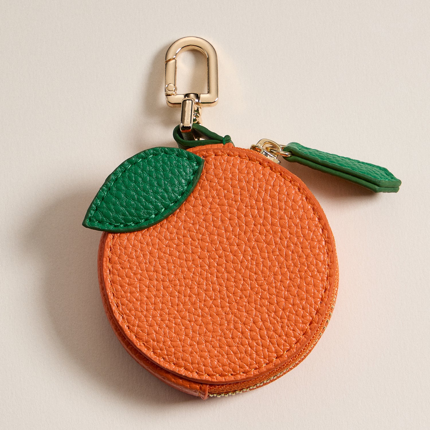 Orange Bag Charm with Keychain Clip