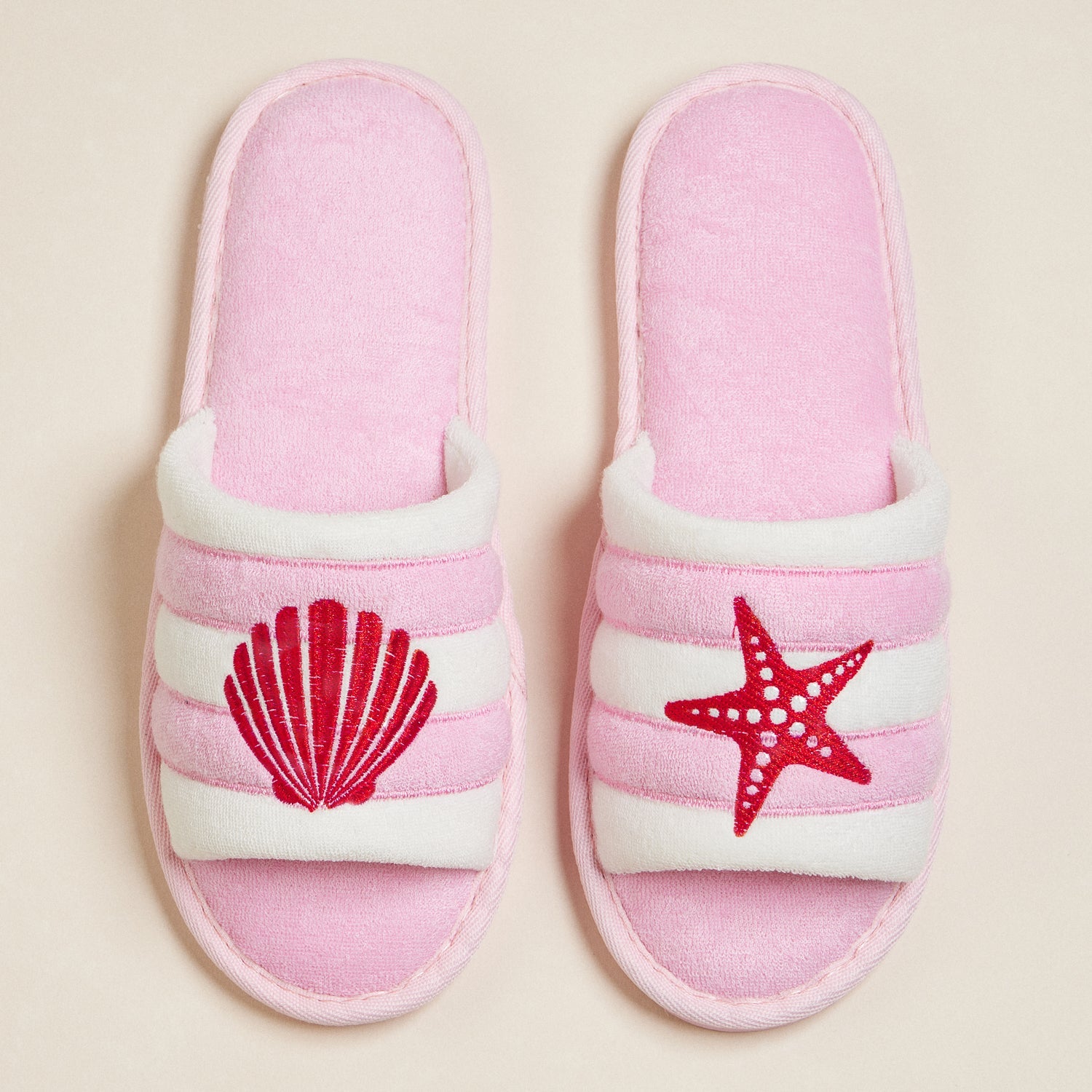 Sea Shell and Starfish Embroidered Terry Slipper - Frem