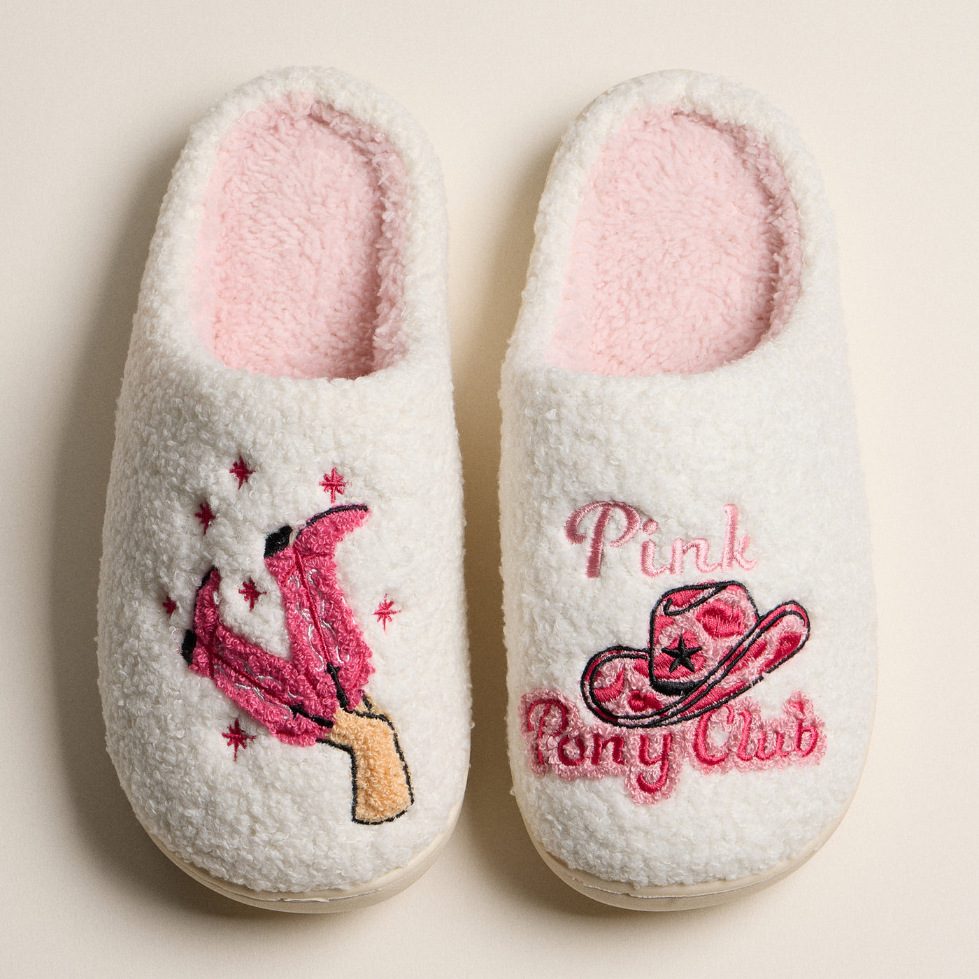 Sherpa Pink Pony Club Slippers | Individual Sizes Available