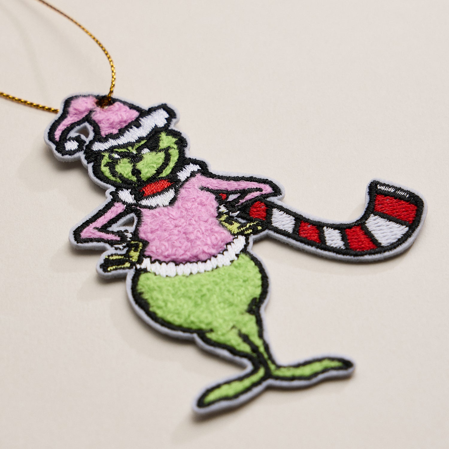 Green Monster Ornament – Embroidered Christmas Tree Decoration