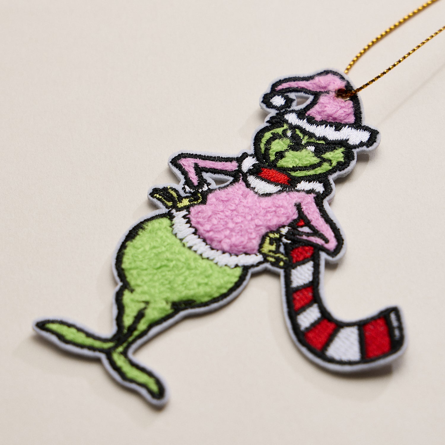 Green Monster Ornament – Embroidered Christmas Tree Decoration