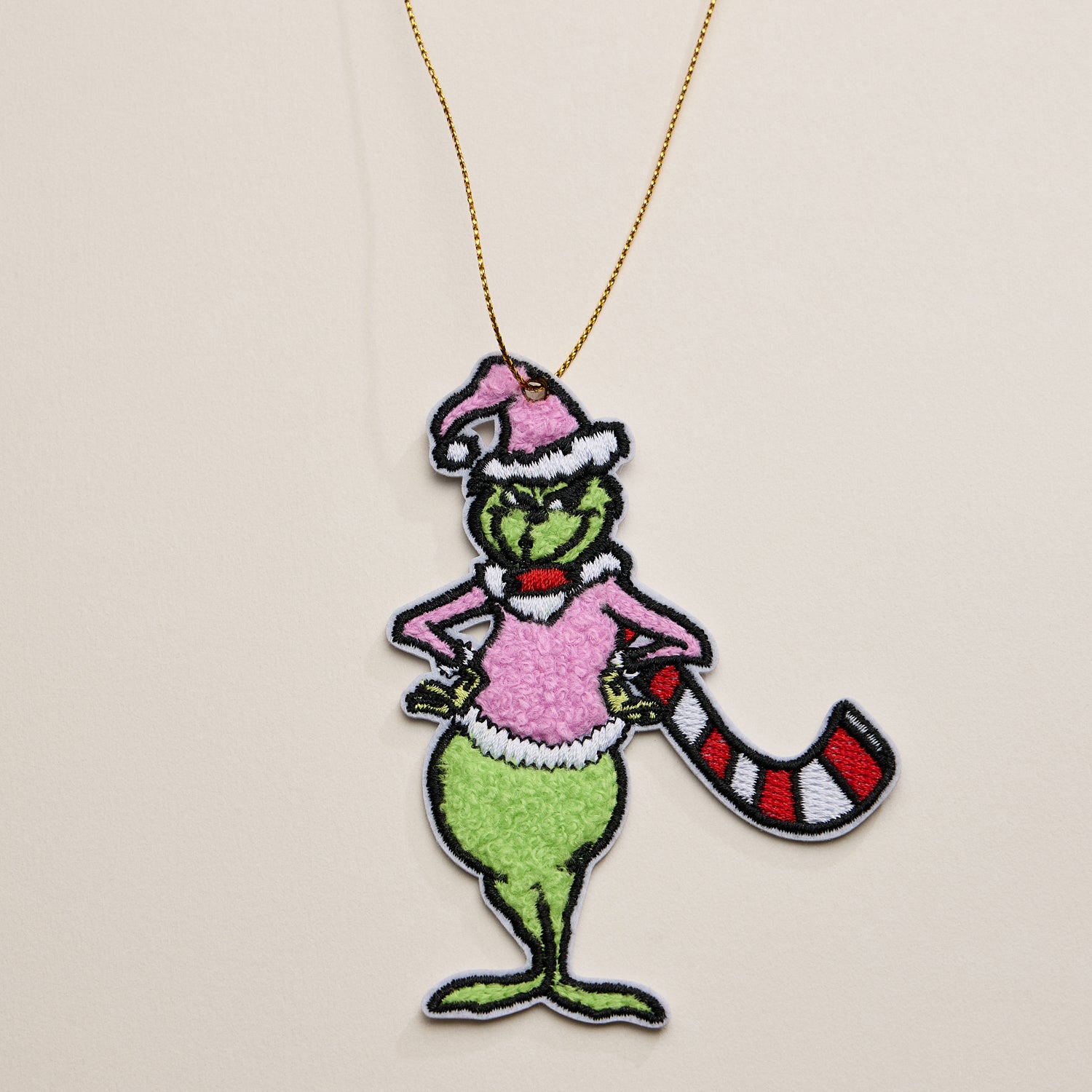 Green Monster Ornament – Embroidered Christmas Tree Decoration