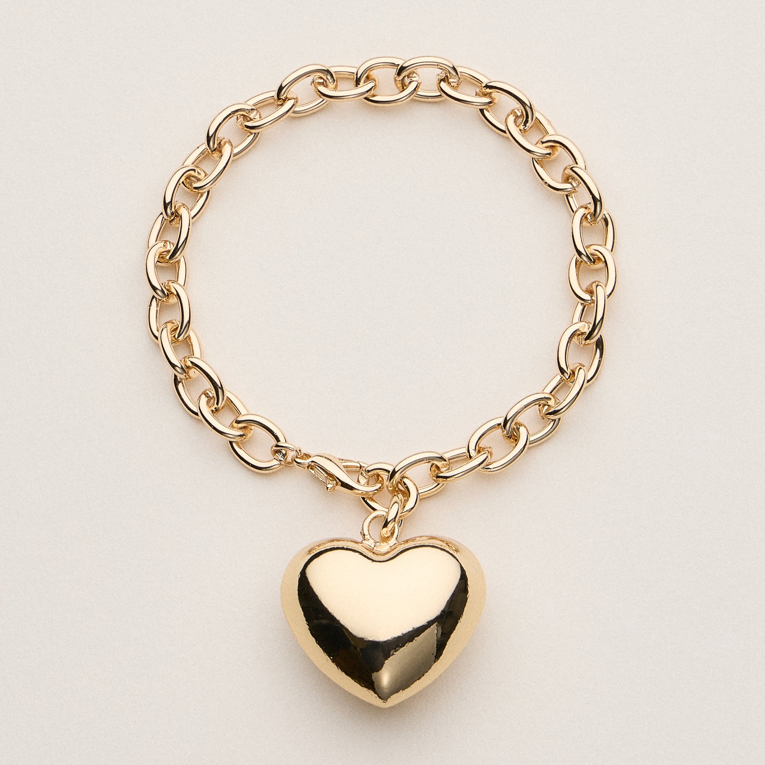 Chunky Heart Charm Chain Bracelet