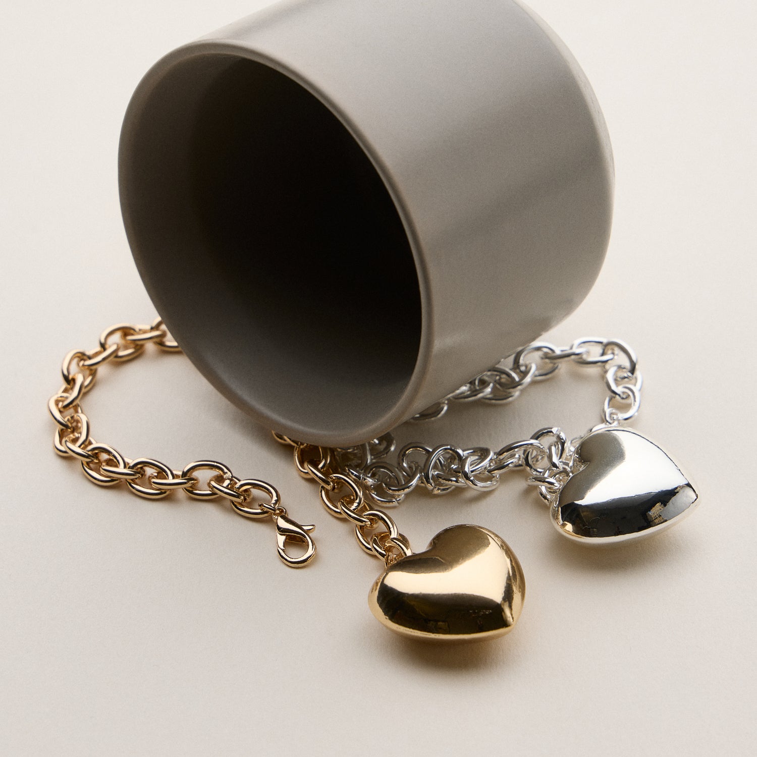 Chunky Heart Charm Chain Bracelet