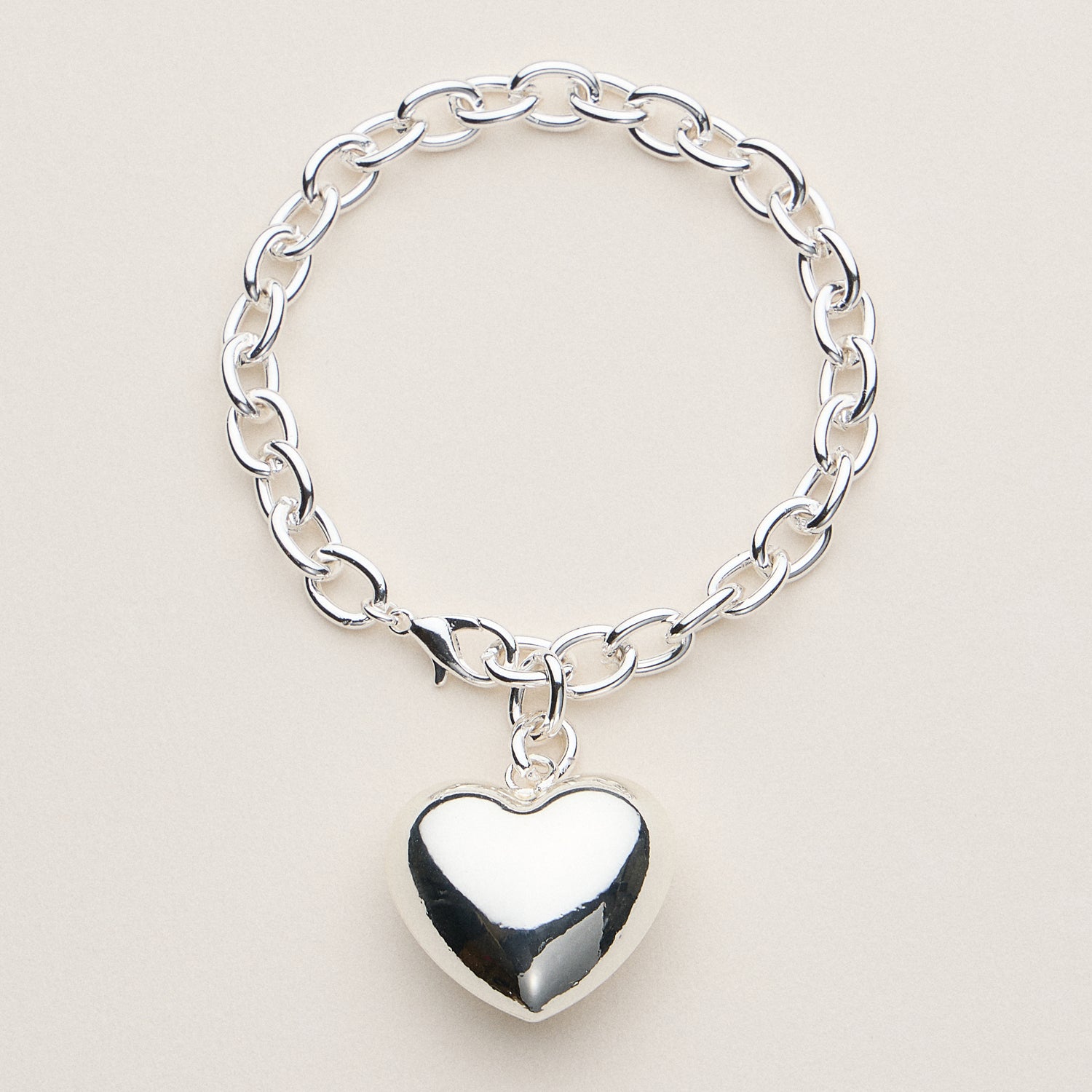 Chunky Heart Charm Chain Bracelet