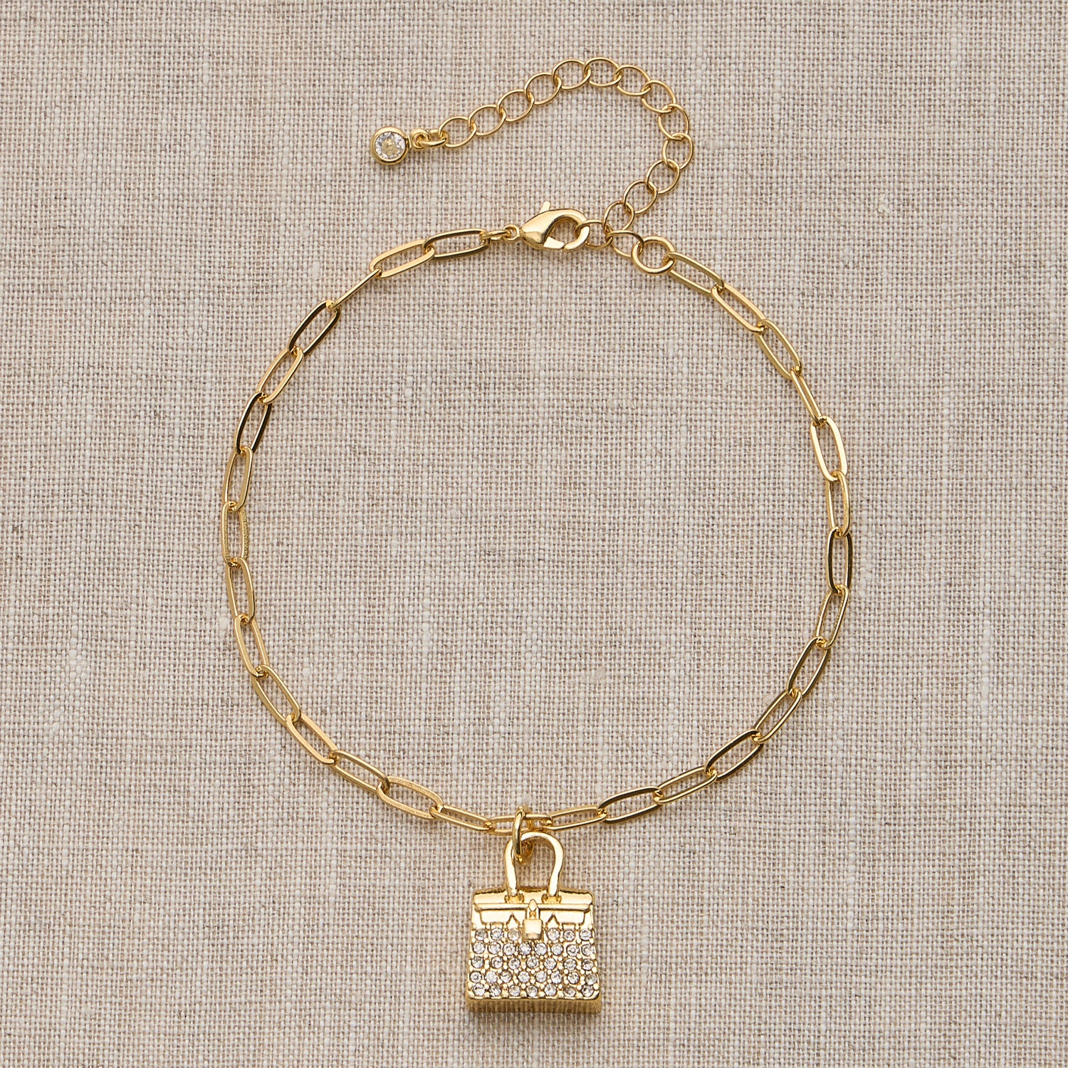 Gold Chain Bracelet with Petite Purse Charm – Adjustable Fit