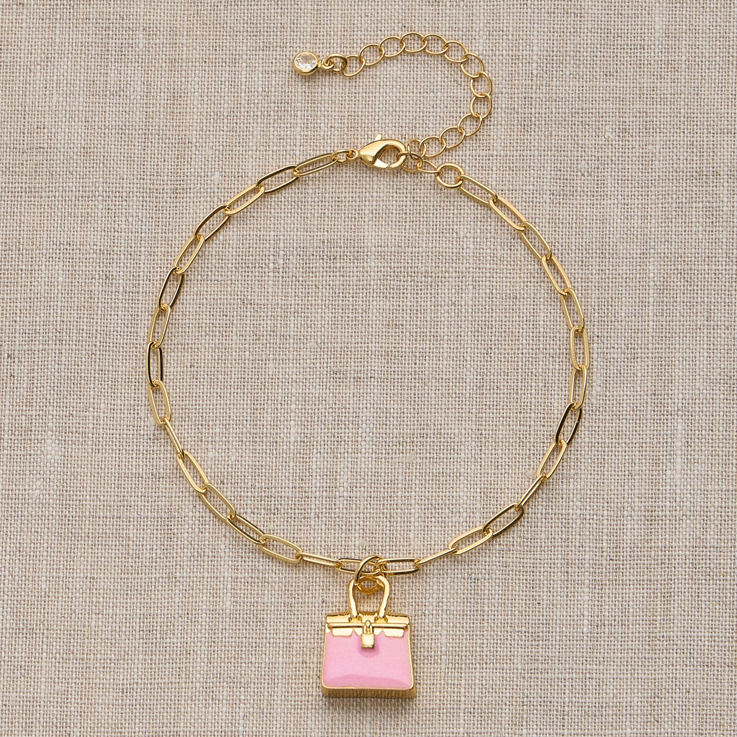 Gold Chain Bracelet with Petite Purse Charm – Adjustable Fit